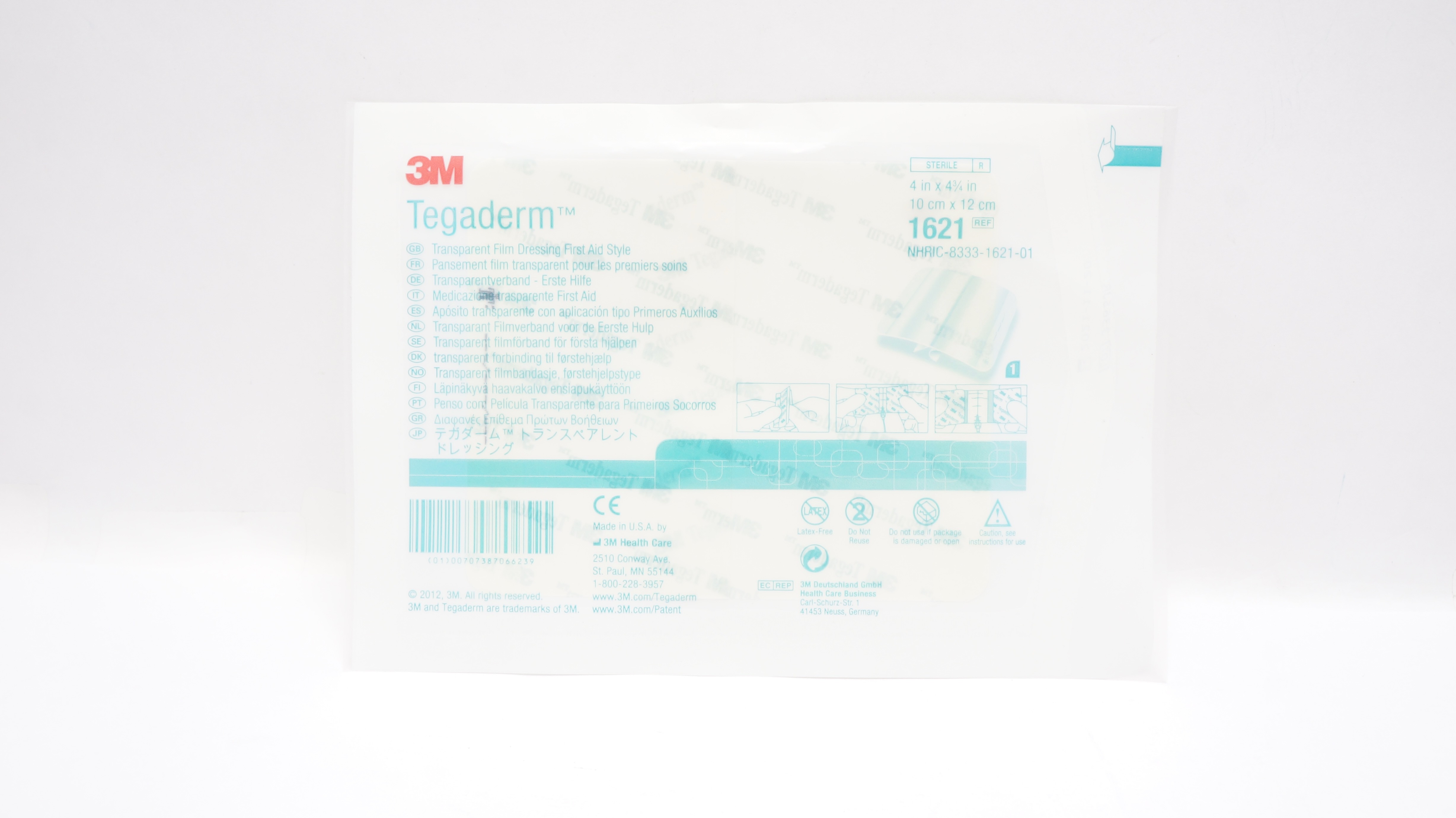 3M 1621 Tegaderm Transparent Film Dressing First Aid Style 4inch x 4-3/4inch (x)