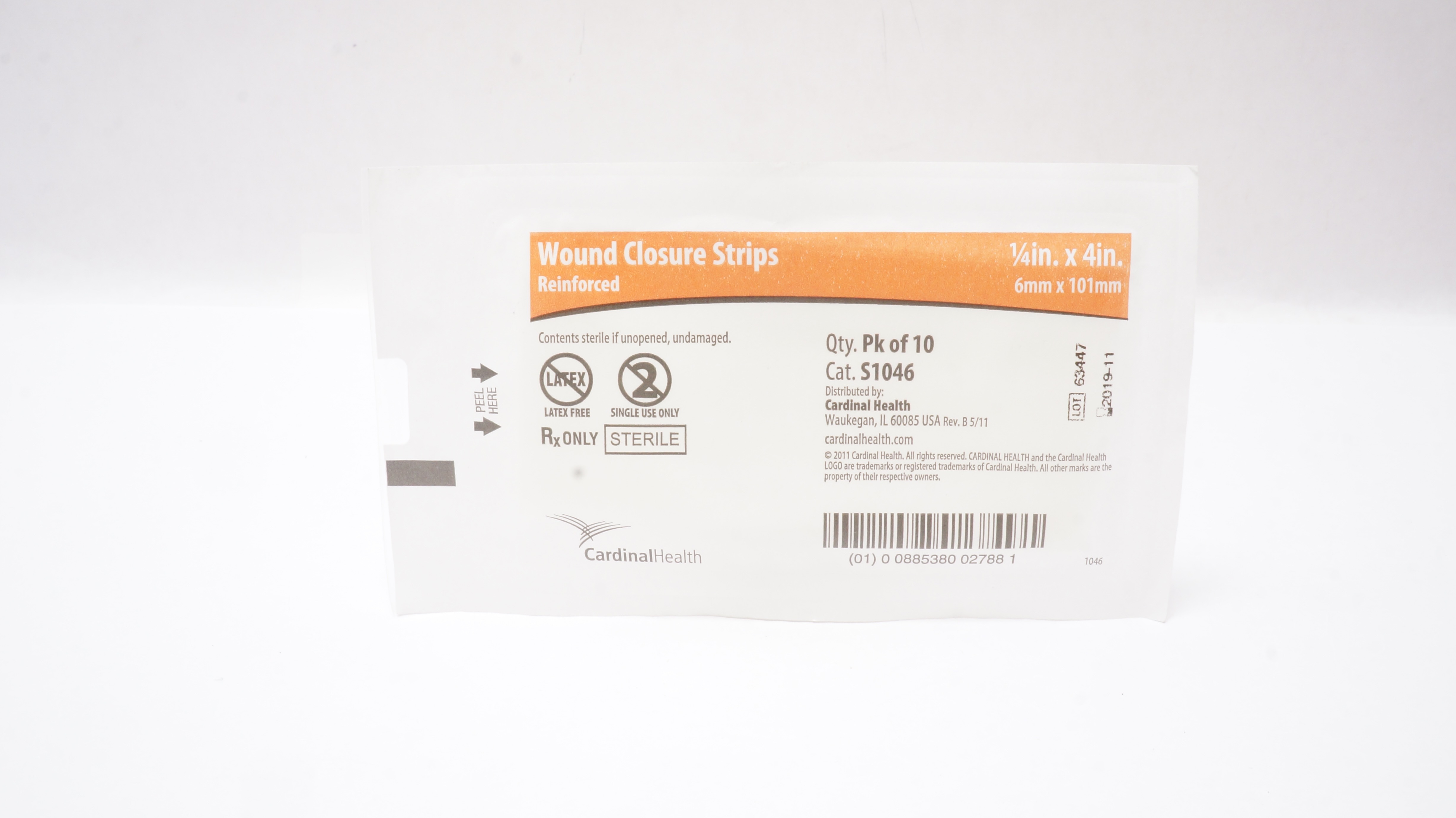 Cardinal Health S1046 Wound Closur Strips Reinforced 1/4 x 4inch -Pack of 10 (x)