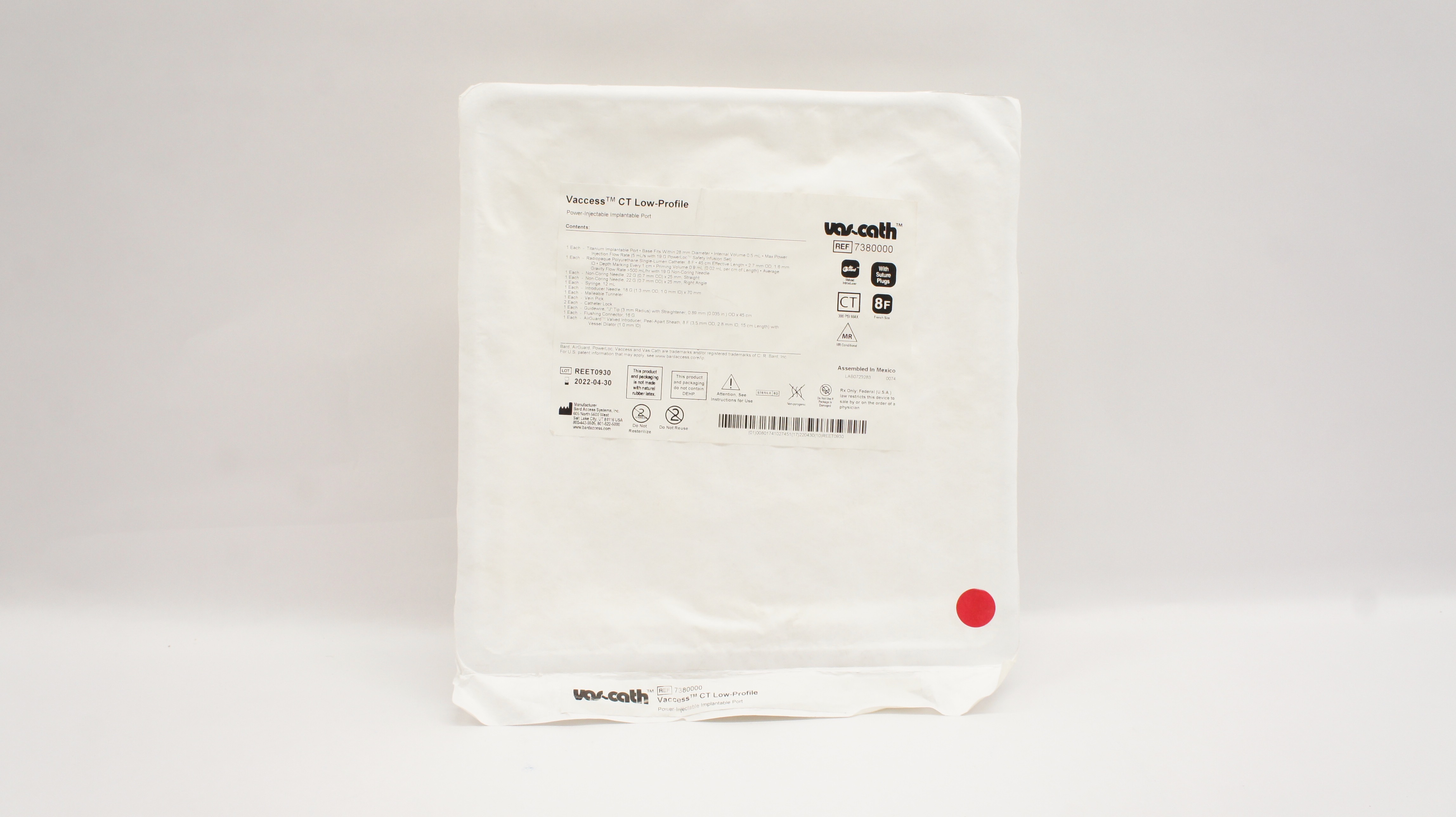 Bard 7380000 Vaccess CT Low-Profile Power-Injectable Implantable Port 8F (x)