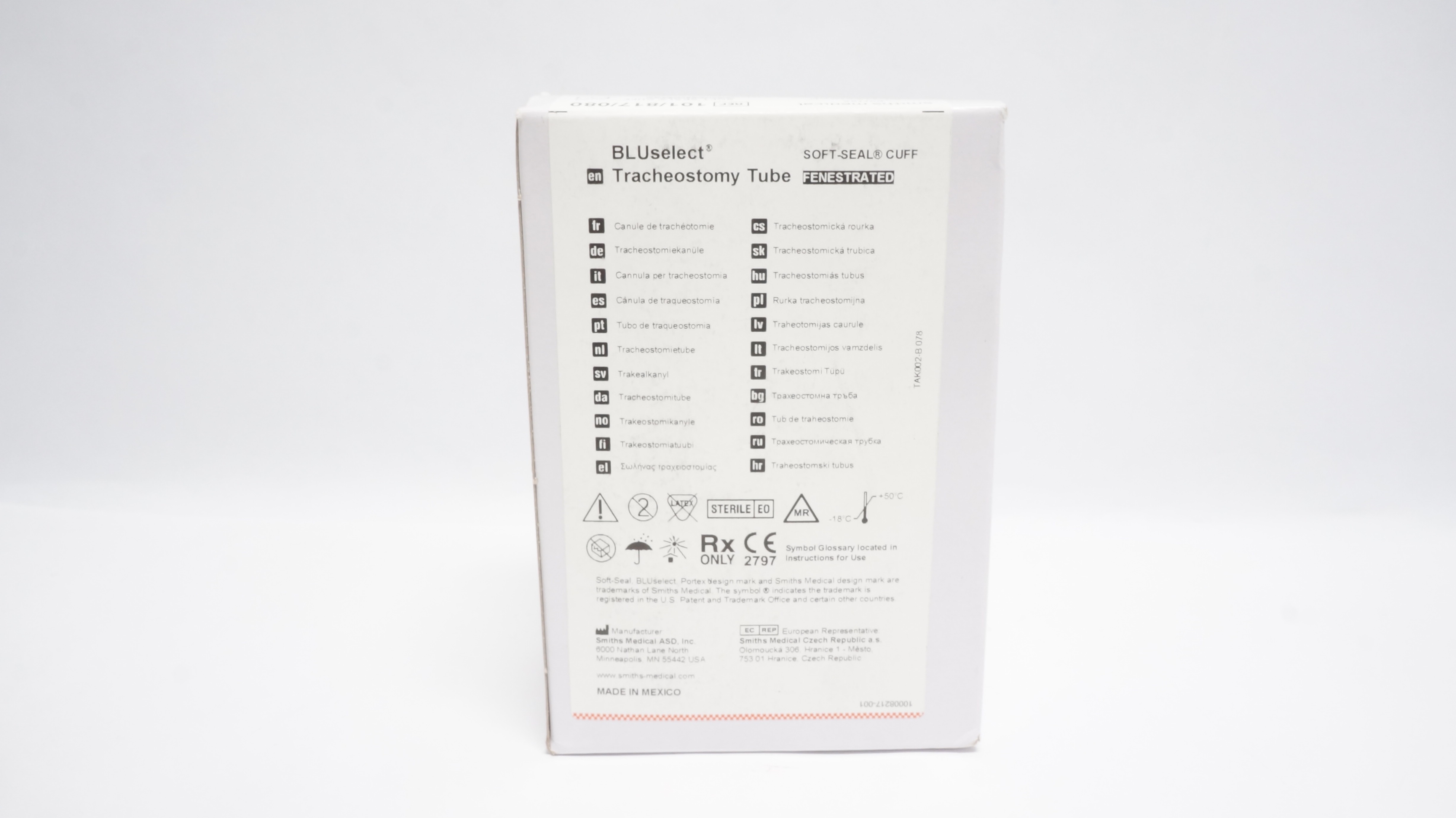 Smiths Medical 101/817/080 Portex BLUselect Tracheostomy Tube 8.0mm x11/9mm,30mm