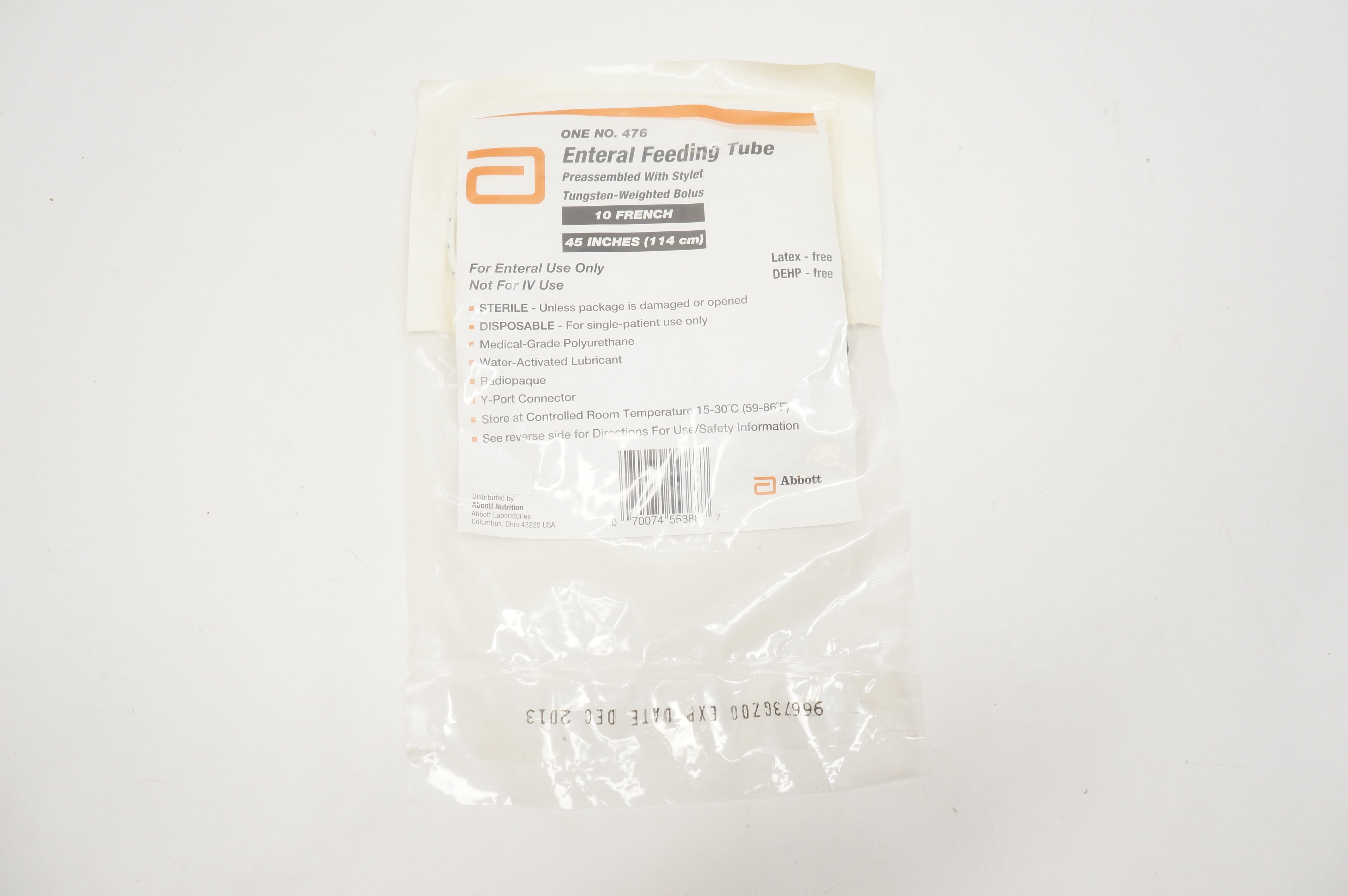 Abbott 476 Enteral Feeding Tube 10Fr. x 45inch (x)