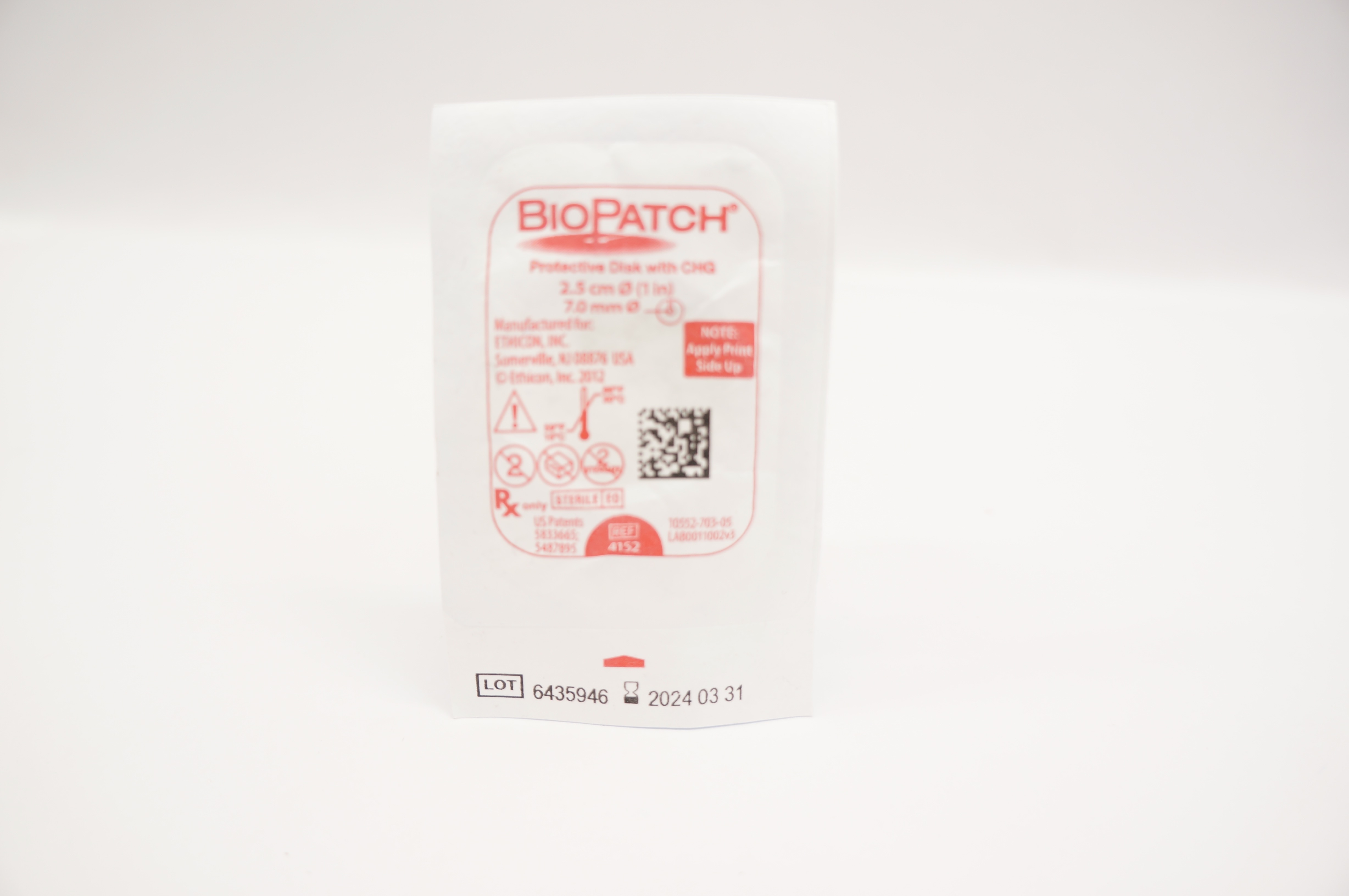 Ethicon 4152 BioPatch Protective Disk with GHG 1inch x 7.0mm
