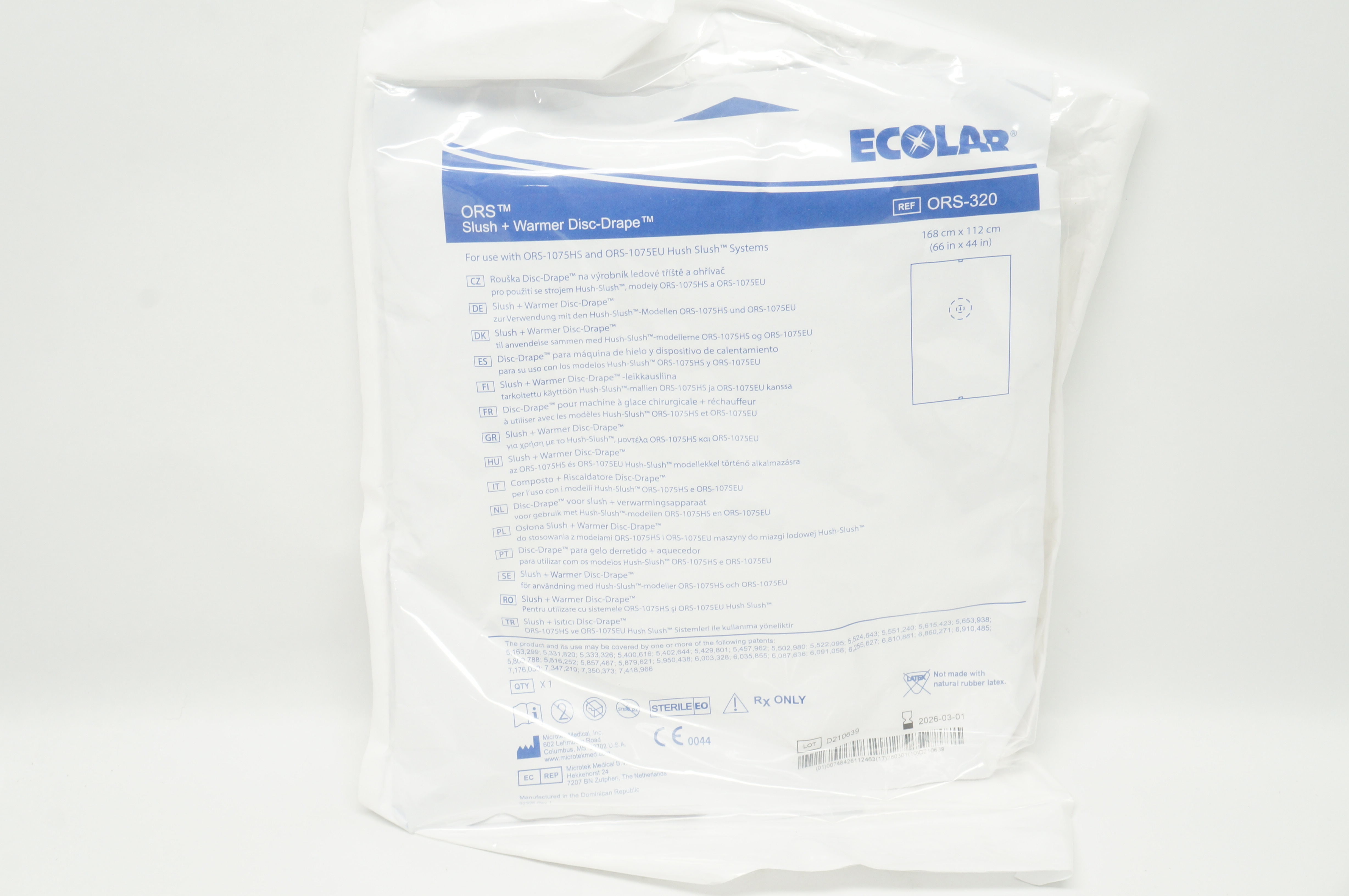 Ecolab ORS-320 ORS Slush + Warmer Disc-Drape 66inch x 44inch