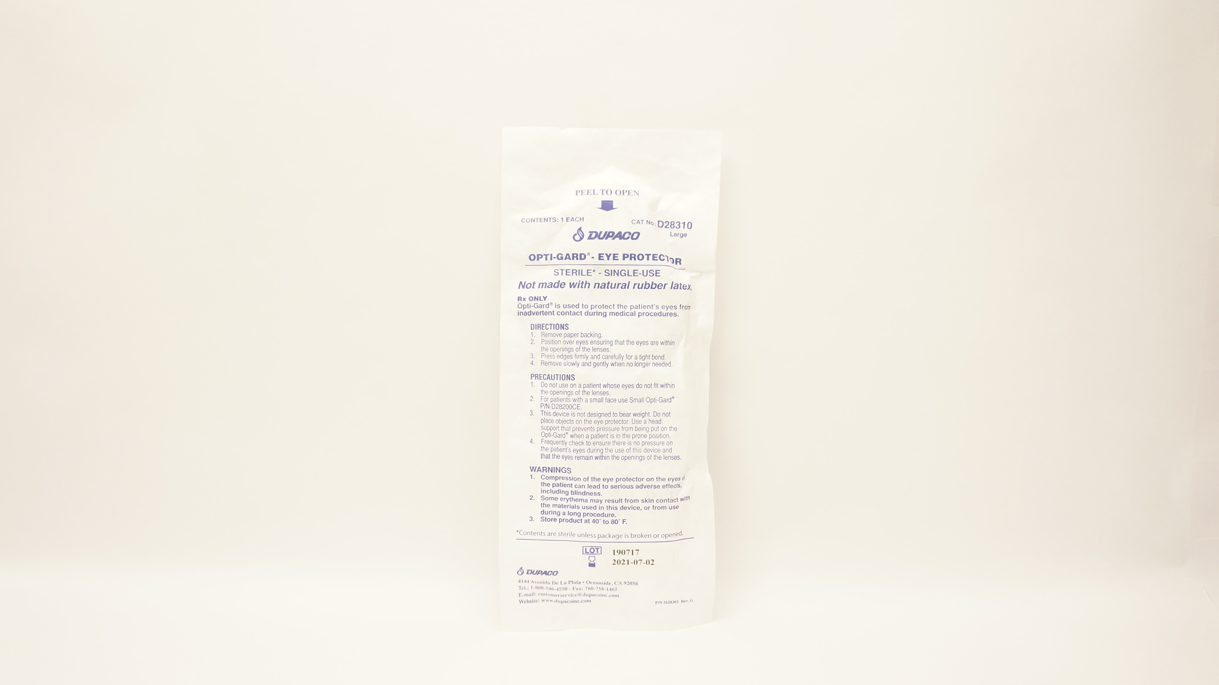 Dupaco D28310 Opti-Gard Eye Protector Large (x)