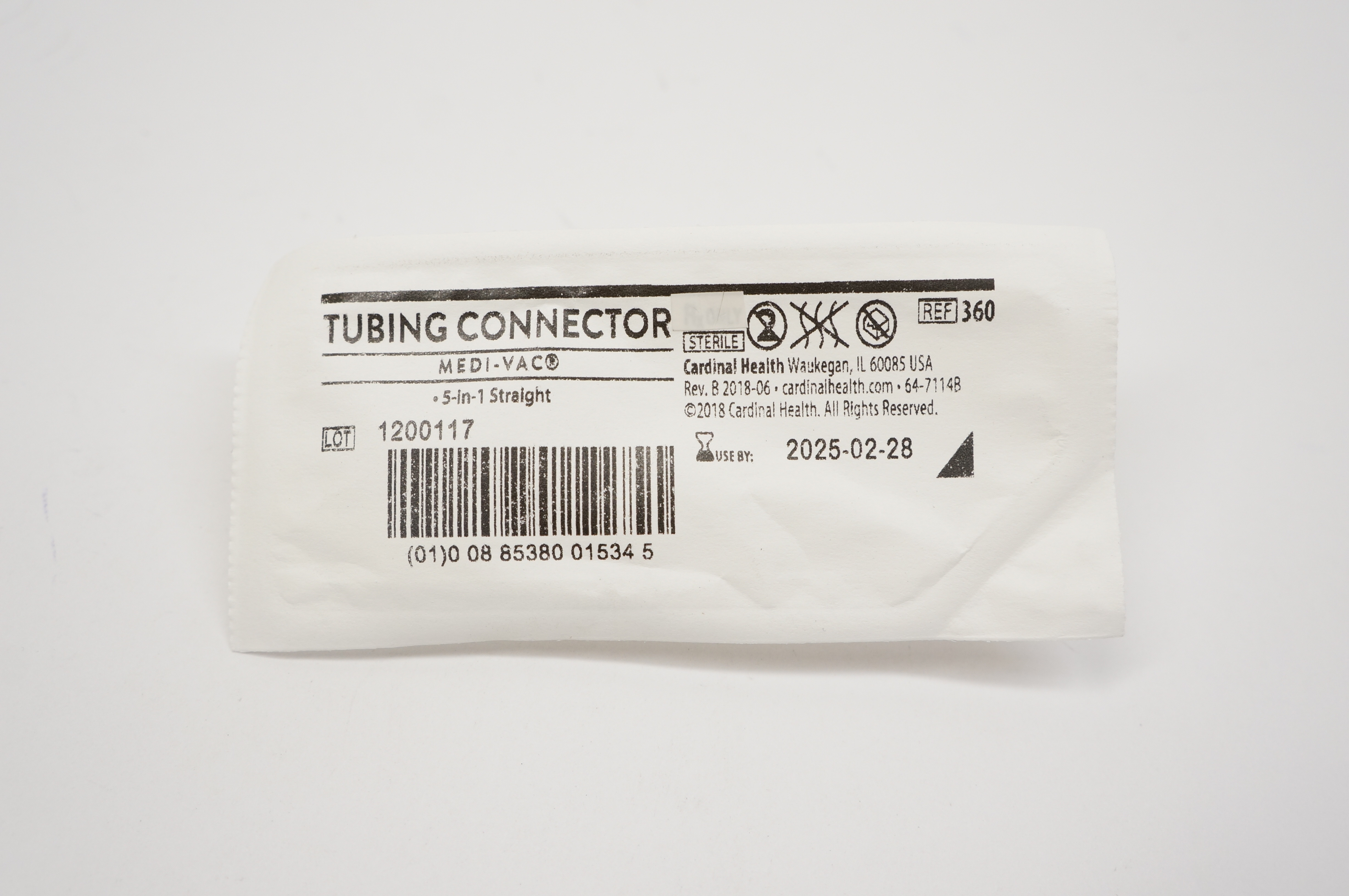 Cardinal Health 360 Medi-Vac Tubing Connector 5-in-1 Straight