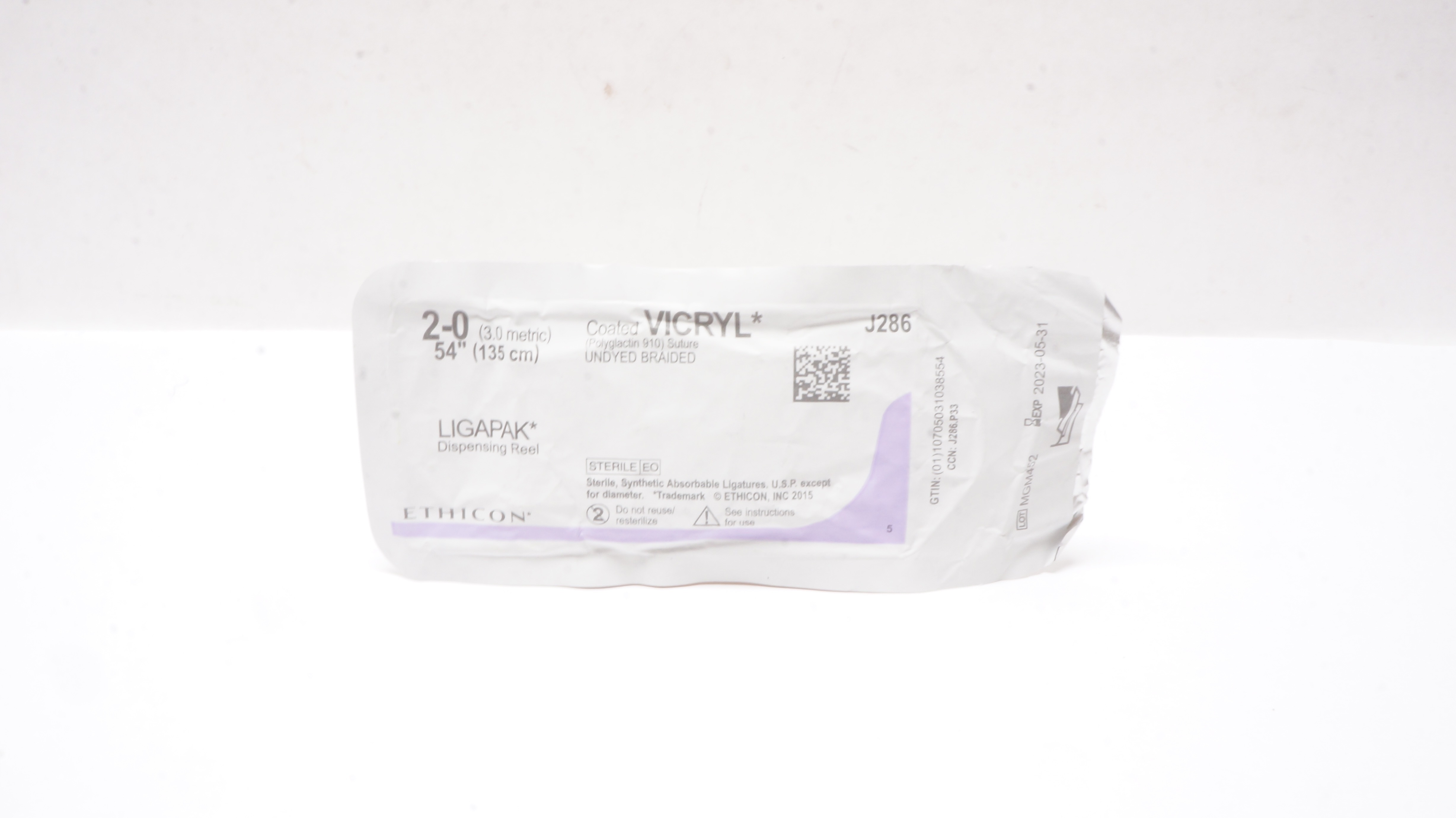 Ethicon J286 2-0 Coated VICRYL Stre LIGAPAK Dispensing Reel 54inch (x)