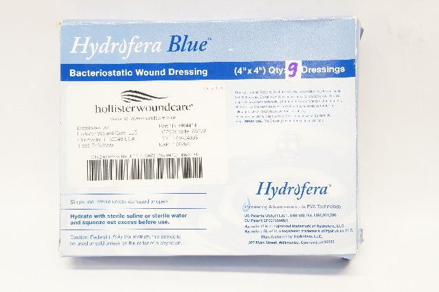Hydrofera HB4414 Blue Bacteriostatic Wound Dressing 4inch x 4inch - Box of 9 (x)