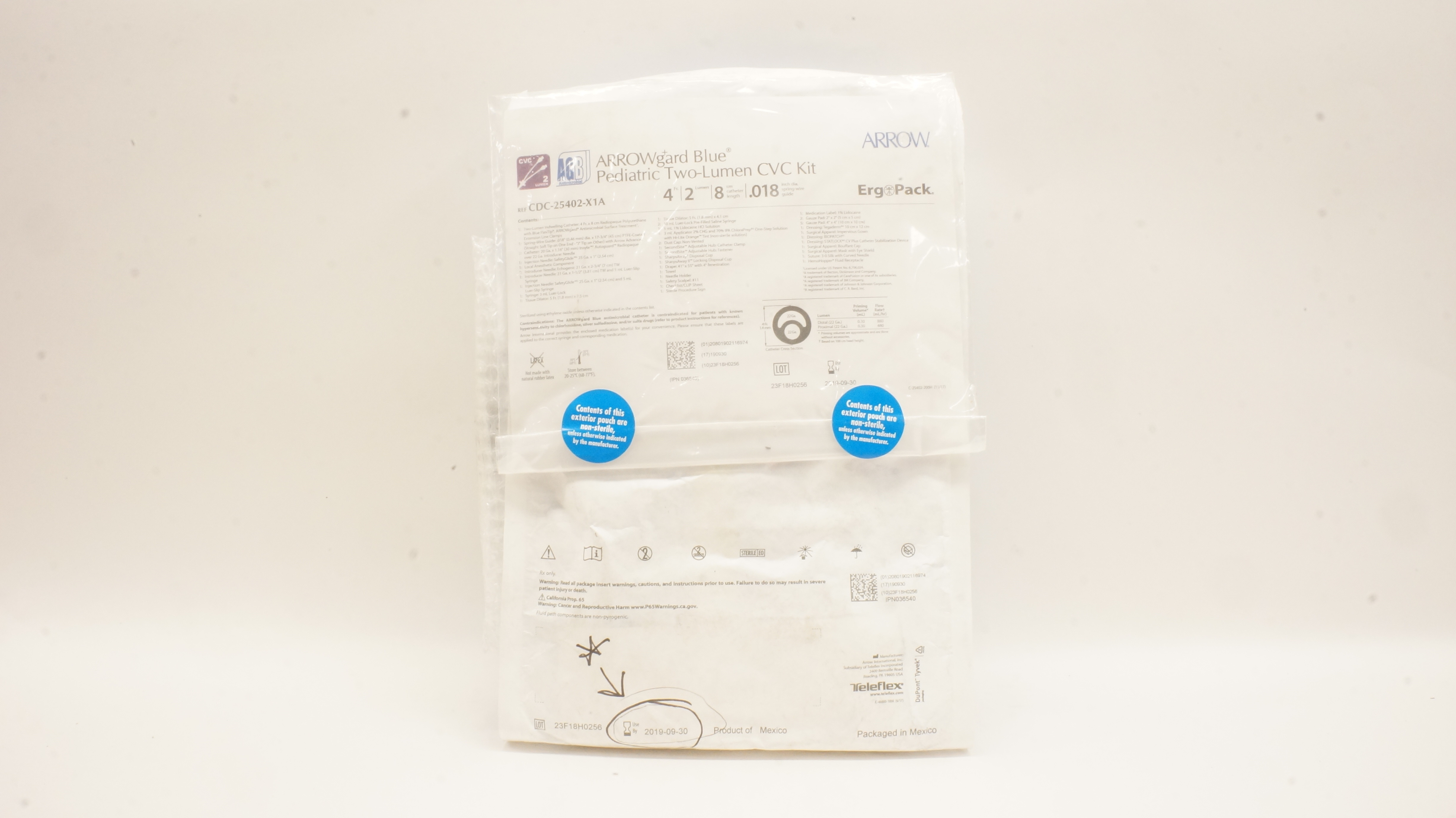 Arrow CDC-25402-X1A AGB Pediatric Two-Lumen CVC Kit 4Fr. x 8cm x .018inch (x)