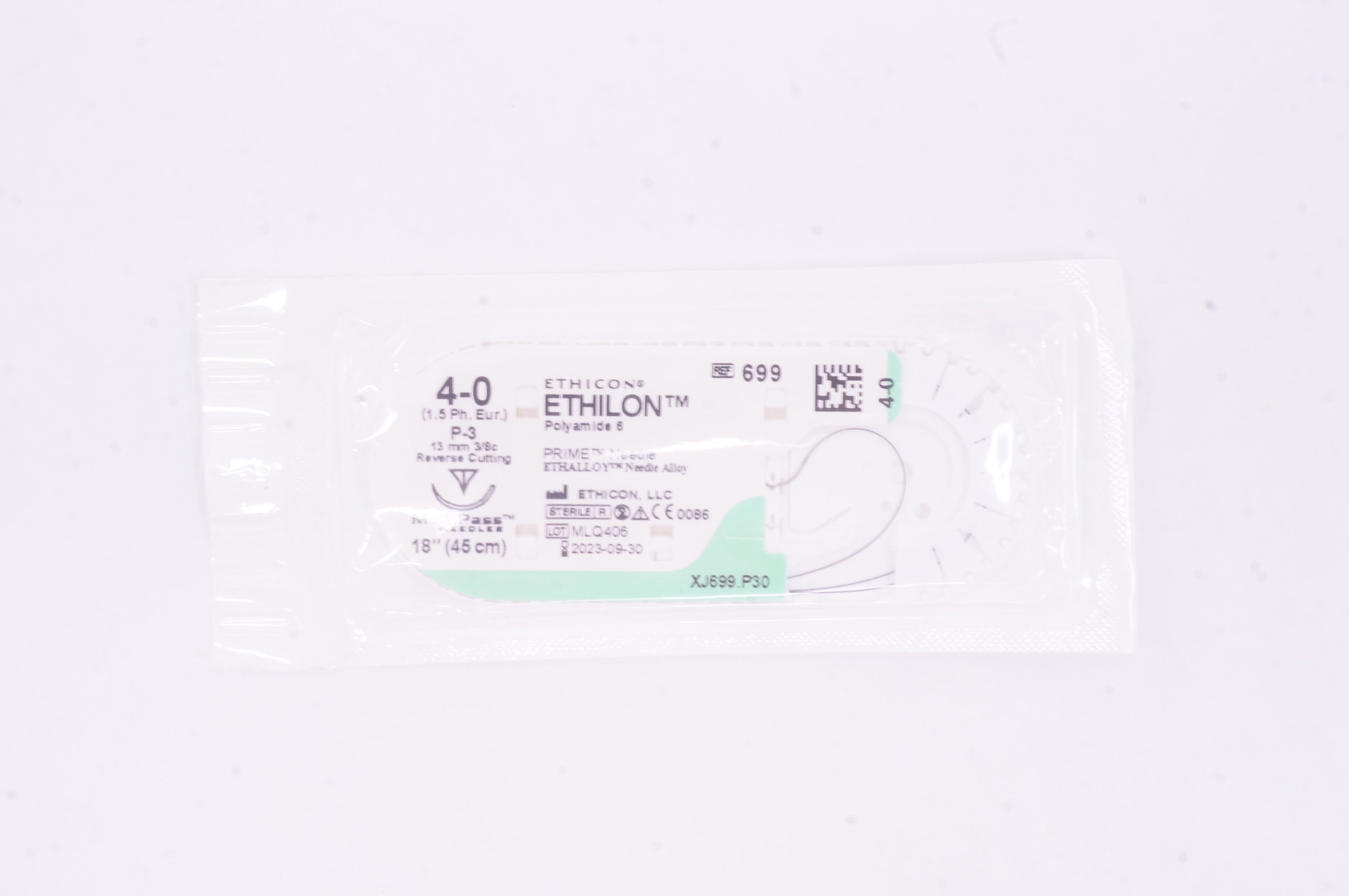 Ethicon 699 4-0 Ethilon Polyamide 6 Stre P-3 13mm 3/8c Reverse Cutting 18inch
