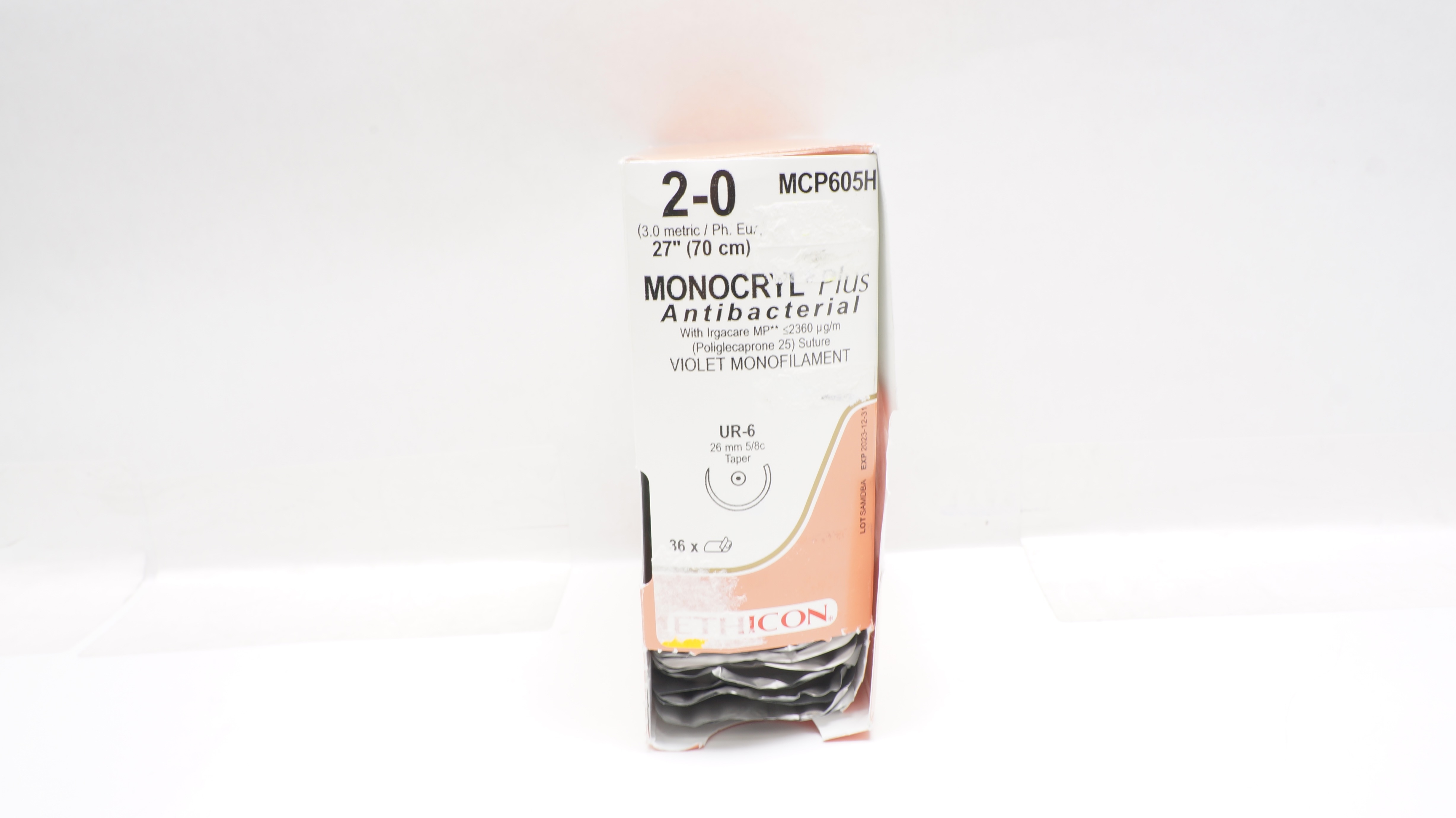 Ethicon MCP605H 2-0 MONOCRYL Plus Stre UR-6 26mm 5/8c Taper 27inch - Box of 36