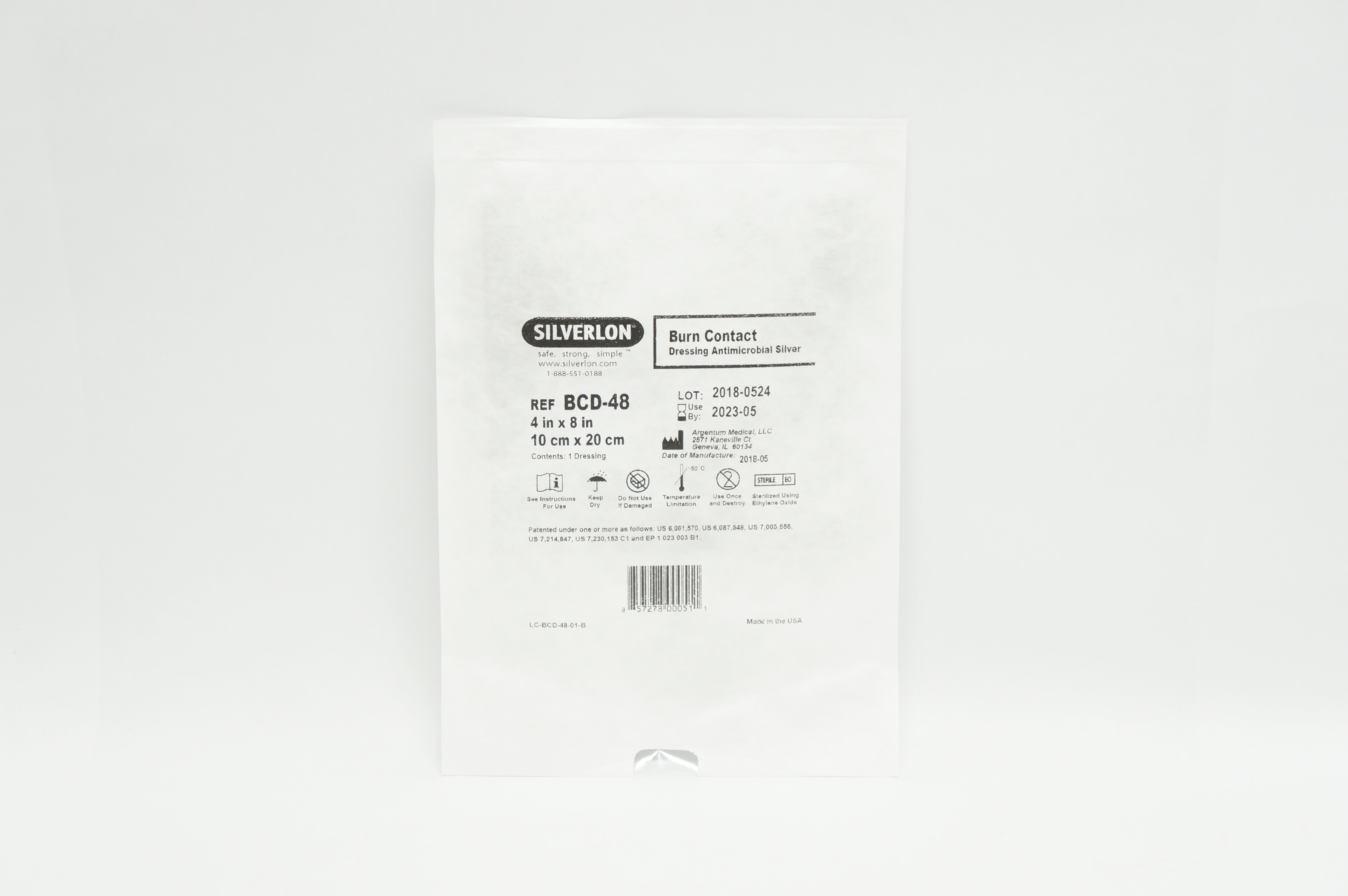 Argentum Medical BCD-48 Silverlon Burn Contact Dressing Antimicrobial 4in. x 8in.