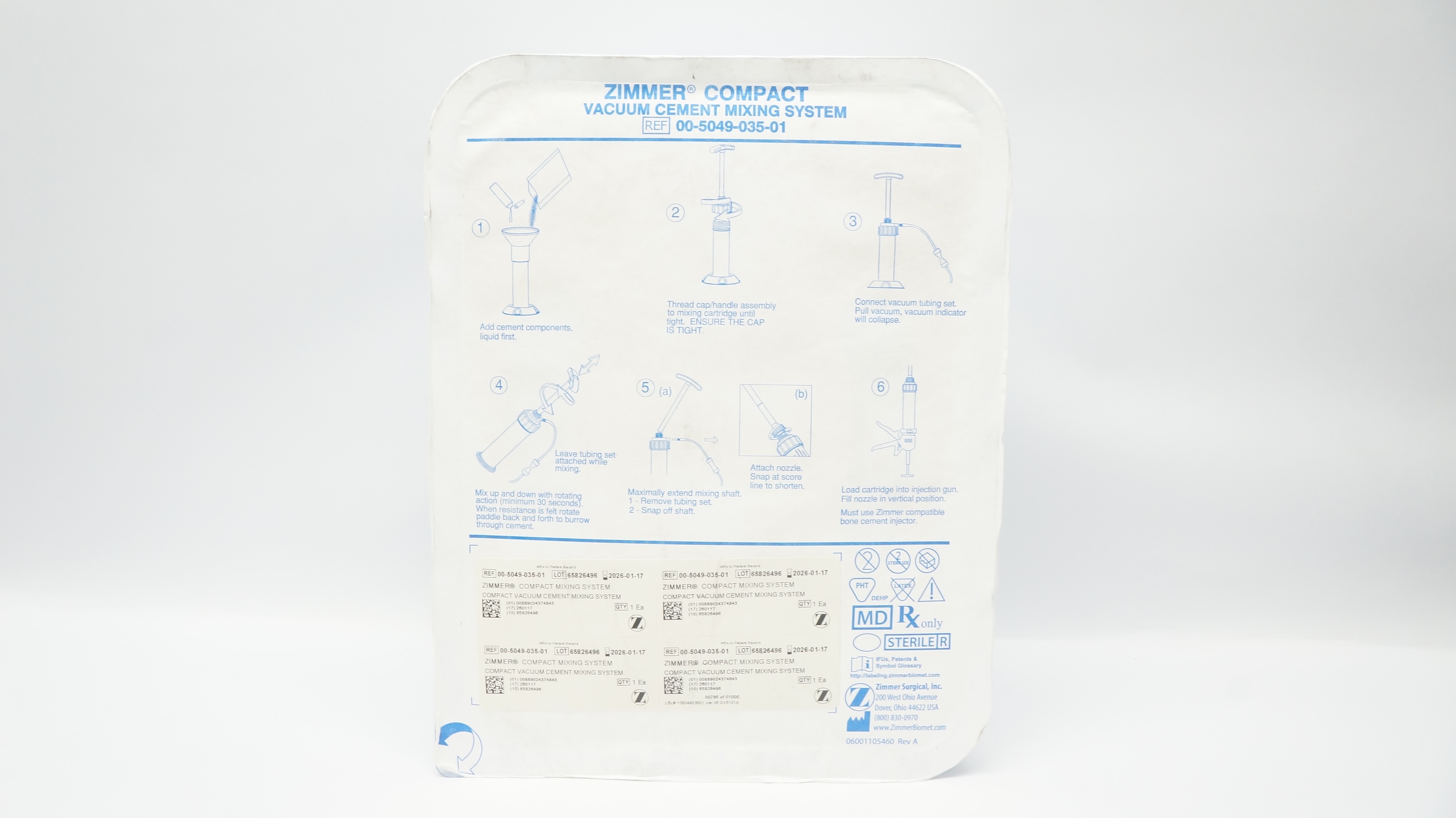 Zimmer Surgical 00-5049-035-01 Compact Vacuum Cement Mixing System