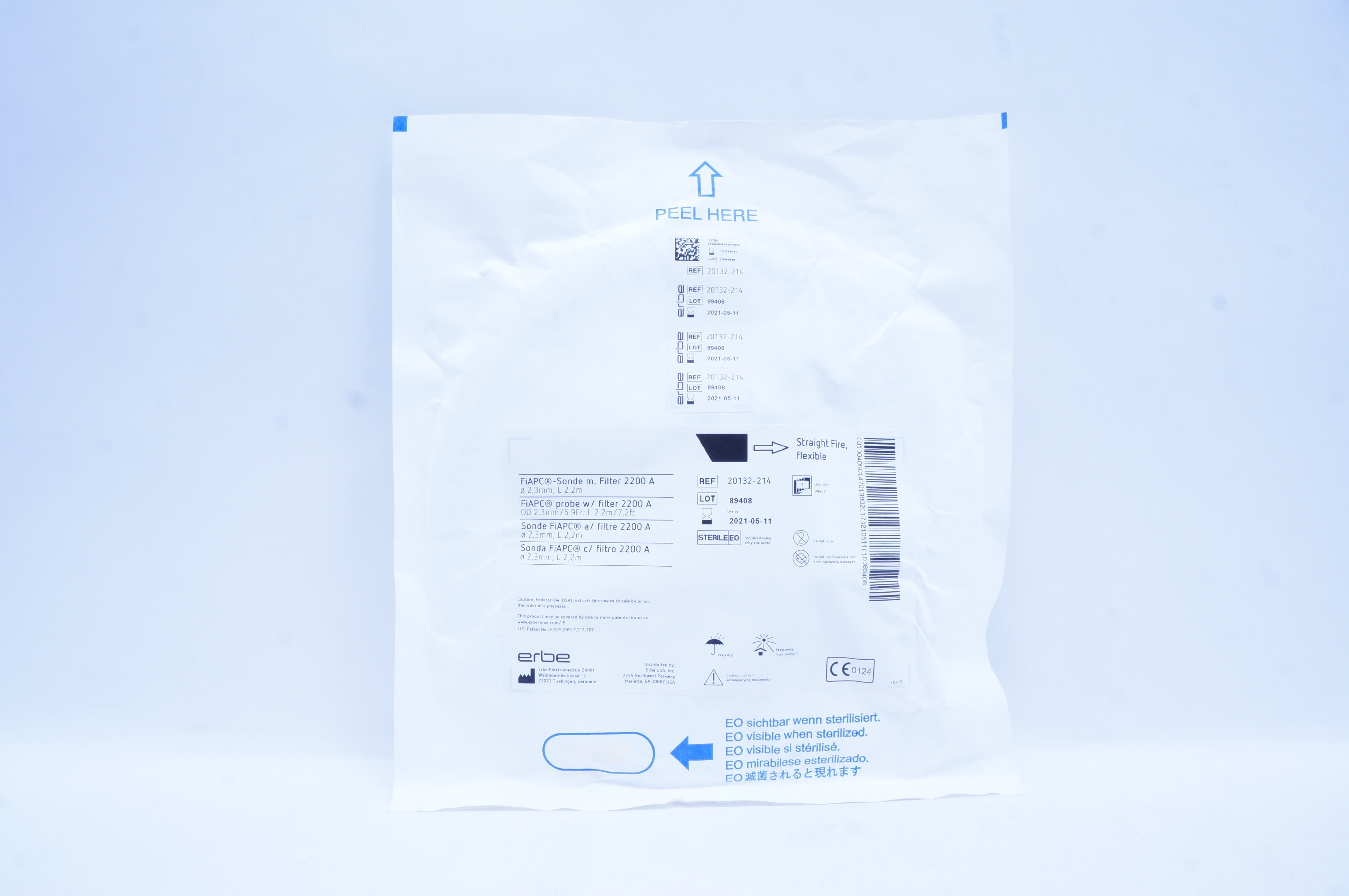 ERBE 20123-214 FiAPC Probe with Filter 2200A, 6.9Fr x 2.3mm OD x  7.2ft