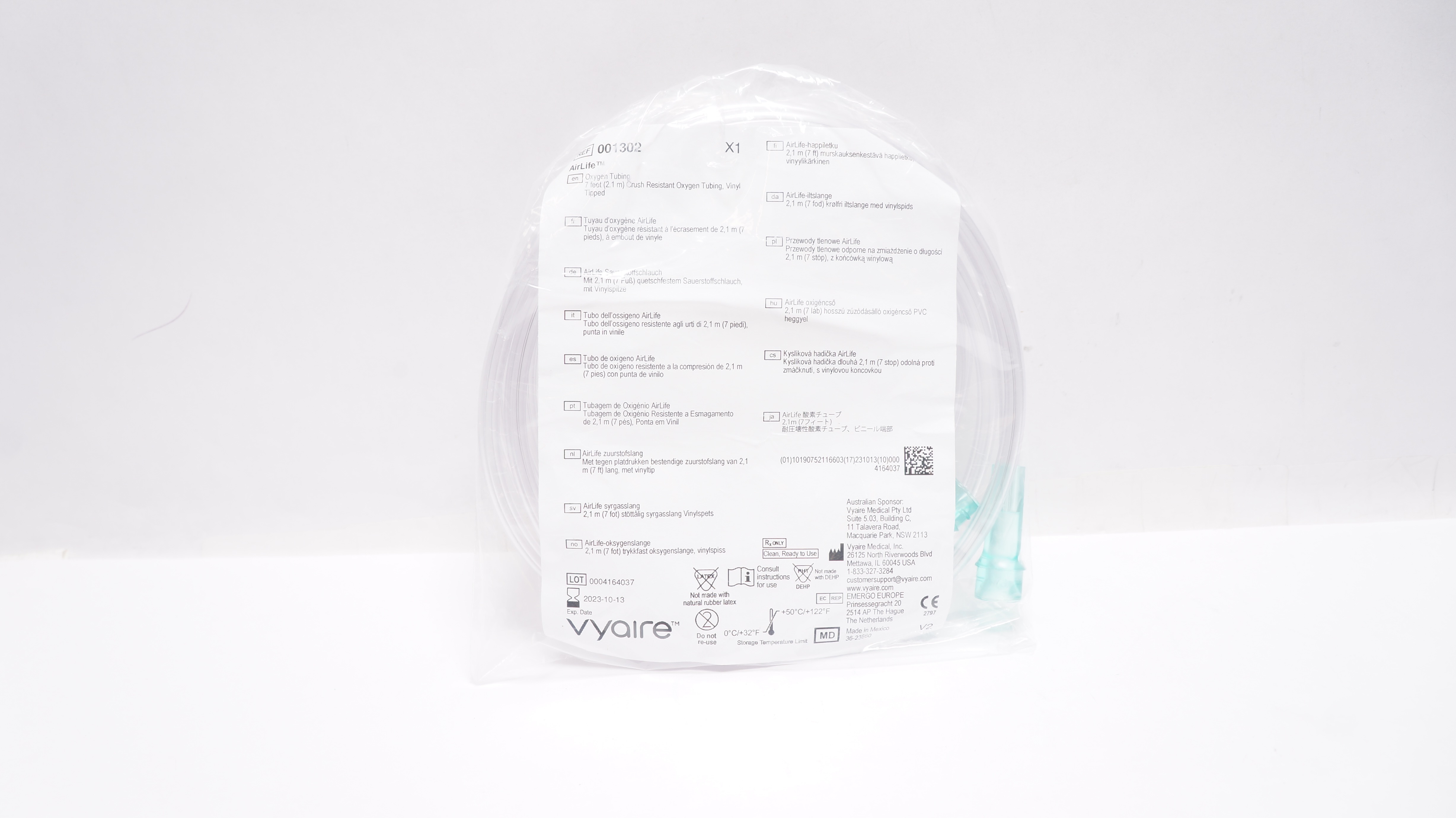 Vyaire 001302 AirLife Oxygen Tubing 7 feet (x)