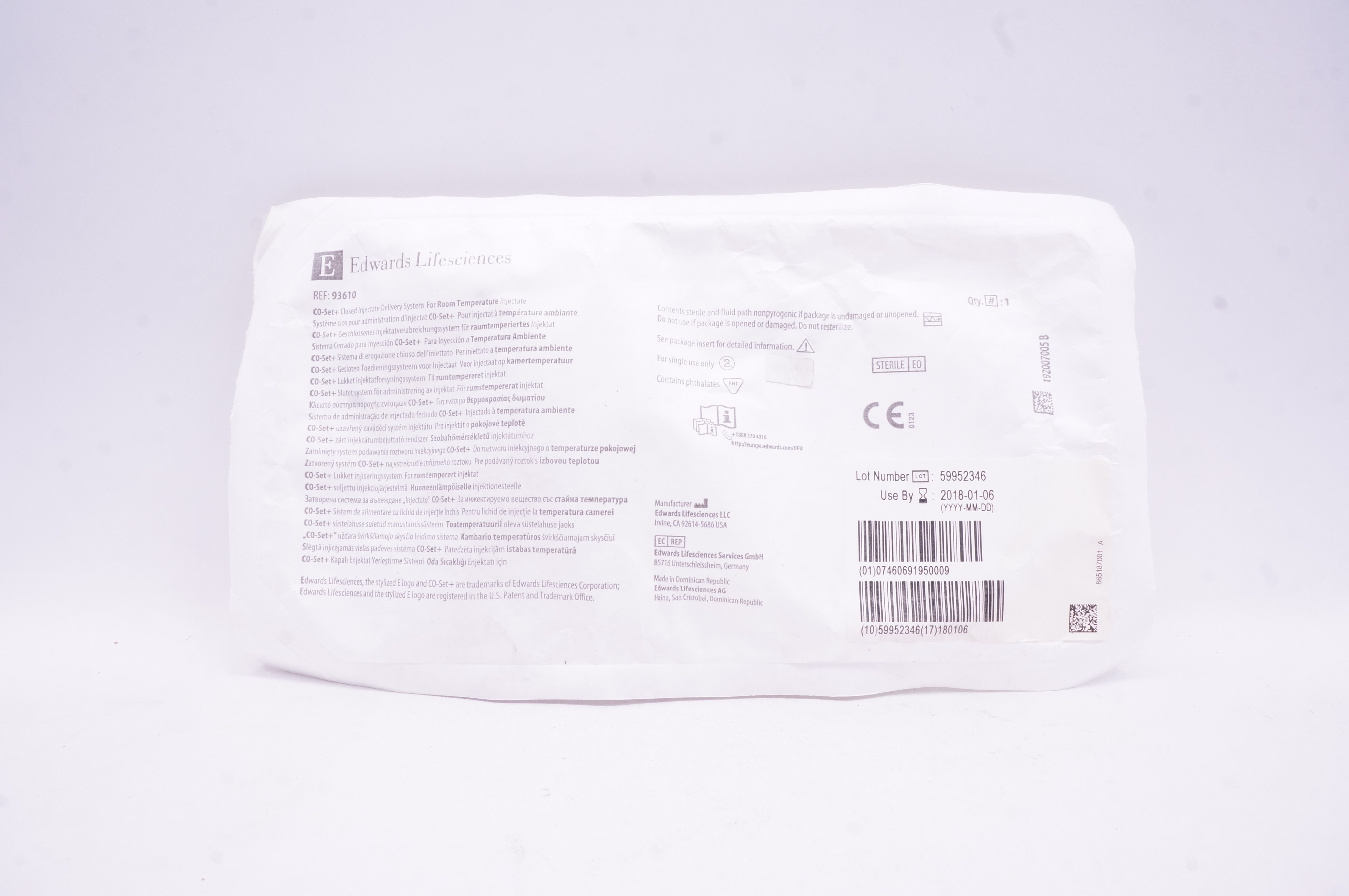 Edwards Lifesciences 93610 CO-Set+Closed Injectate Delivery System (x)