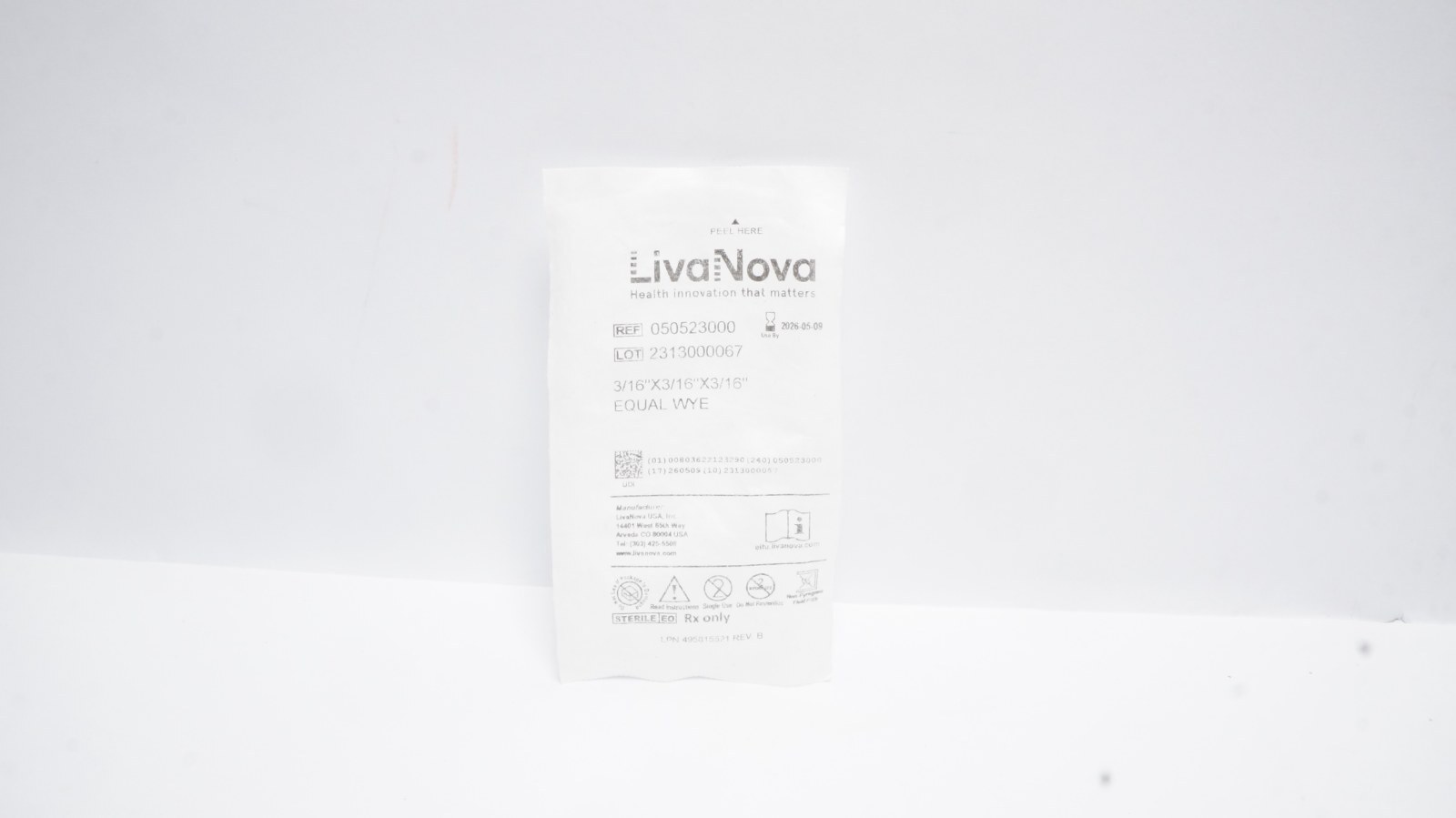 LivaNova 050523000 Equal Wye 3/16"X3/16"X3/16"