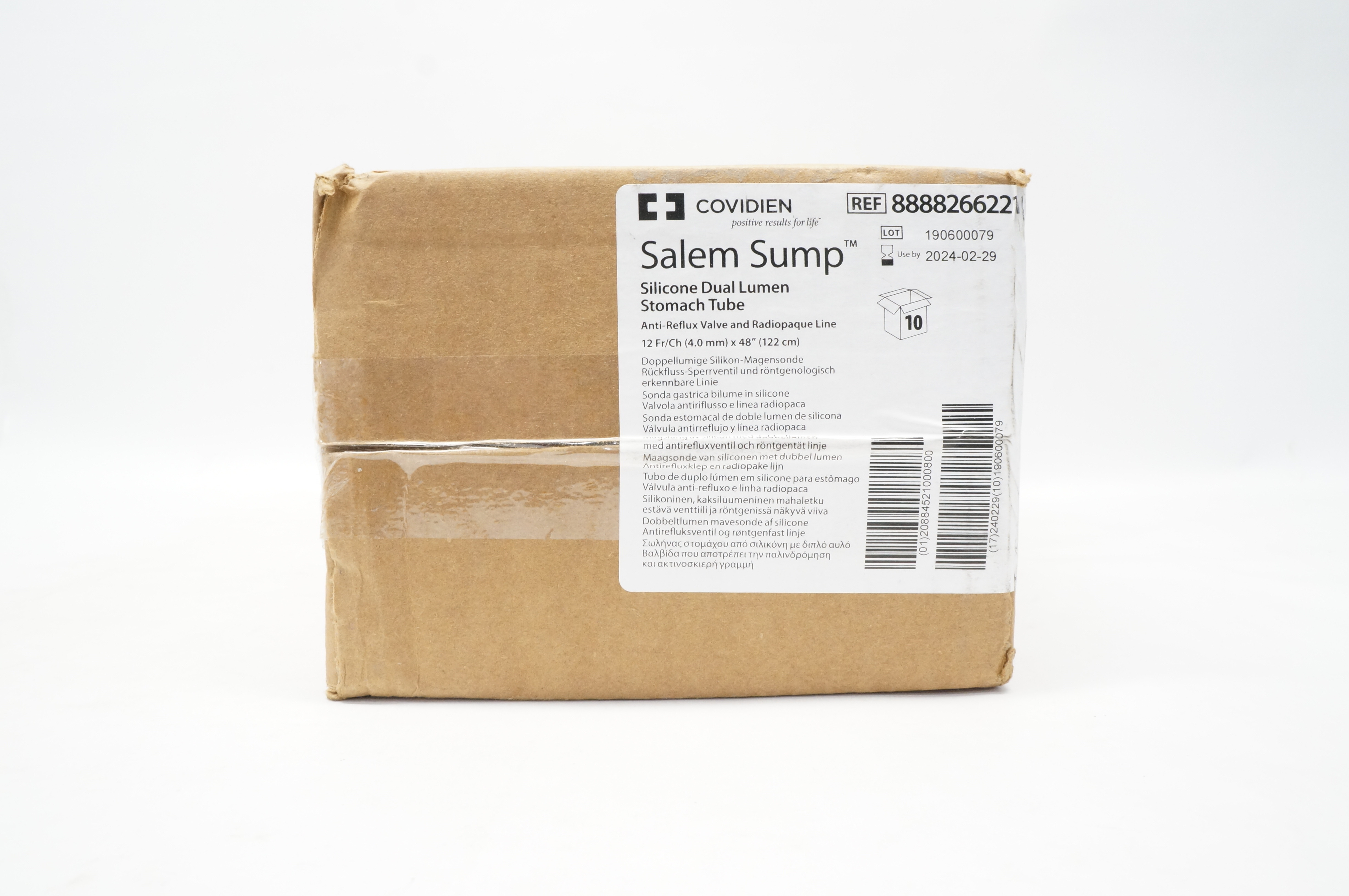 Covidien 8888266221 Salem Sump Silic Dual Lumen Stom 12Fr x 48 inch - Box of 10