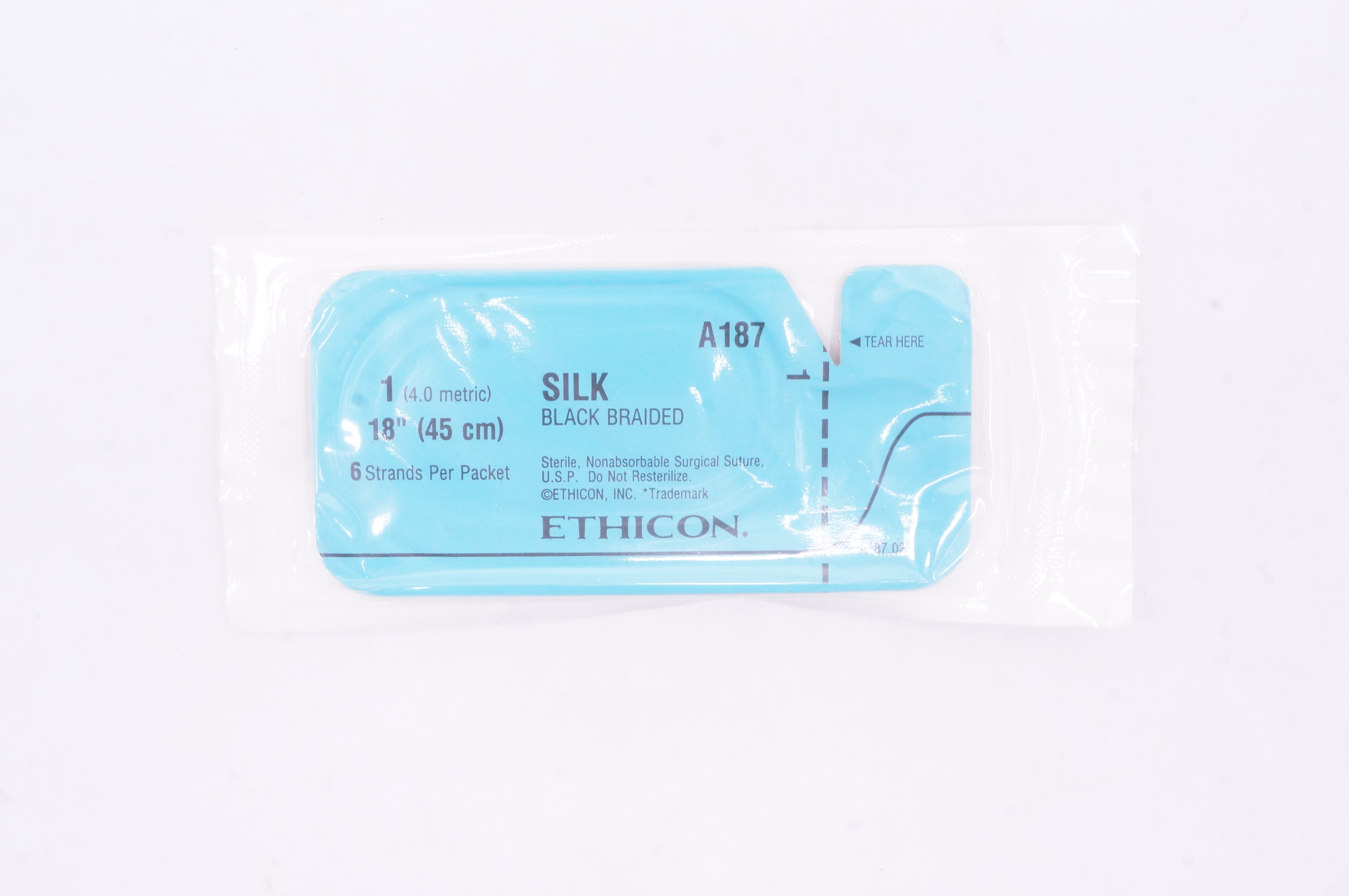 Ethicon A187 1 Silk Black Braided Stre 18inch (x) - Pack of 6