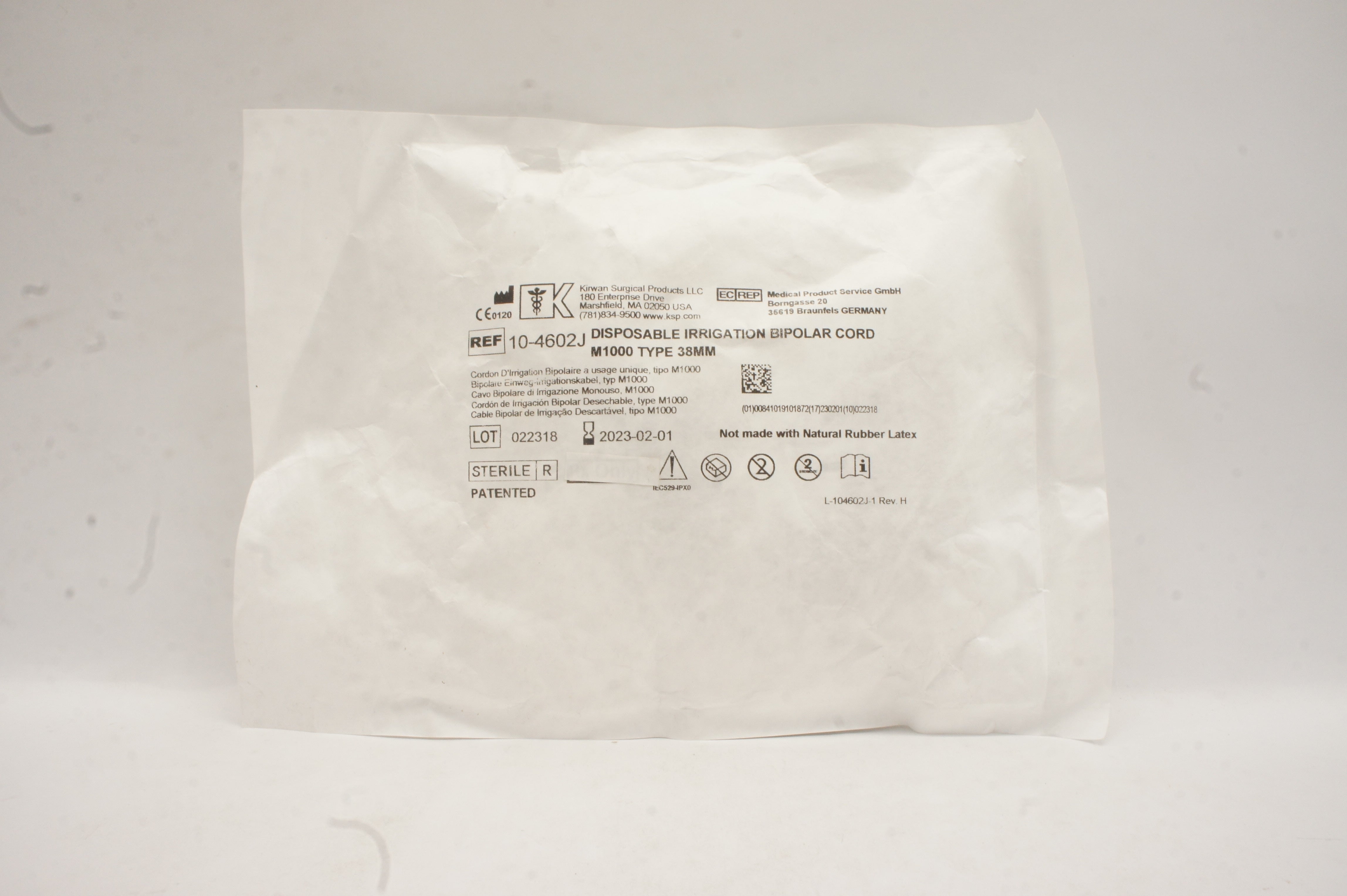 Kirwan Surgical 10-4602J Disposable Irrigation Bipolar Cord M1000 Type