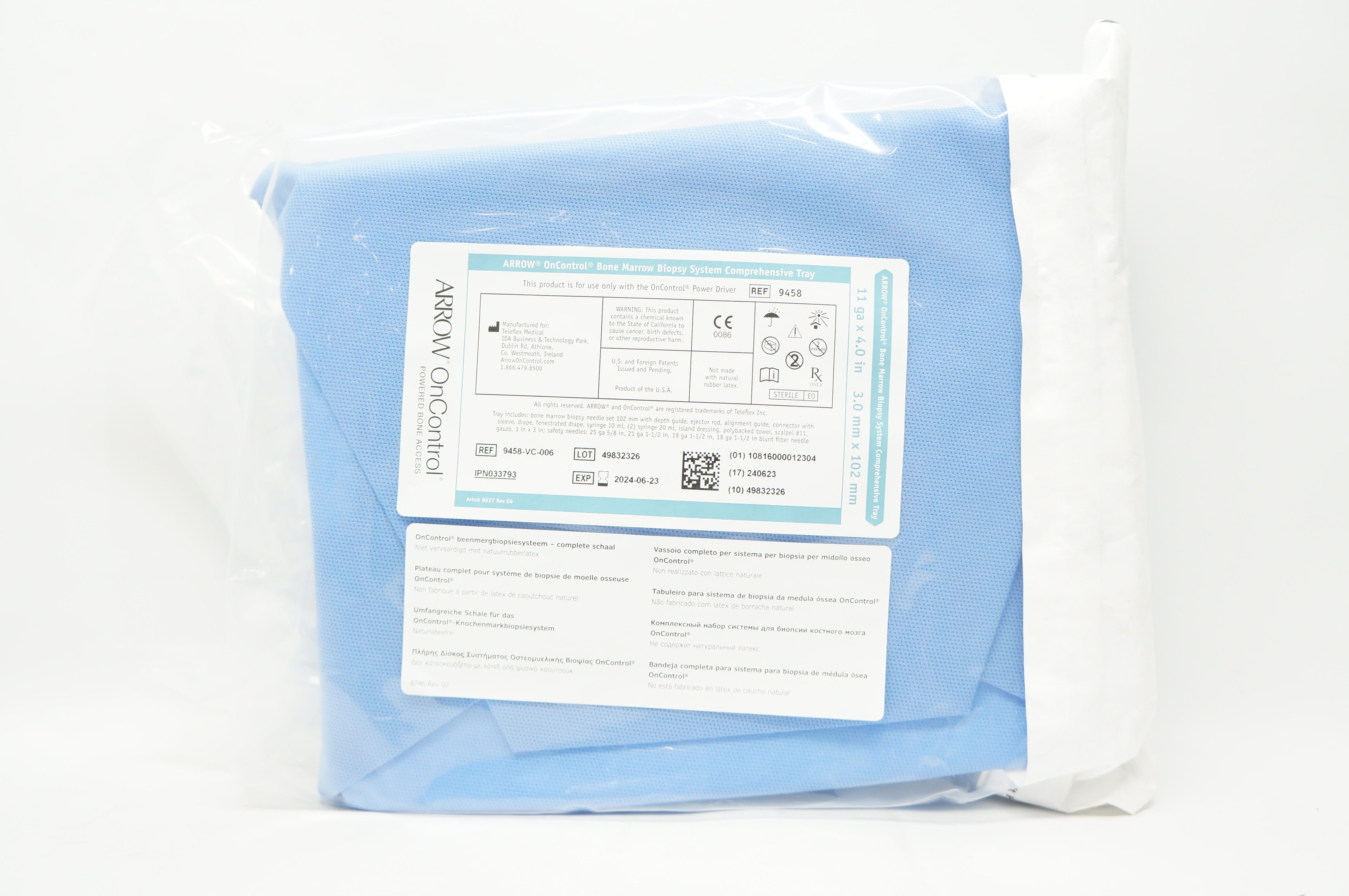 Arrow 9458-VC-006 One Control Bone Marrow Biopsy System Comprehensive Tray