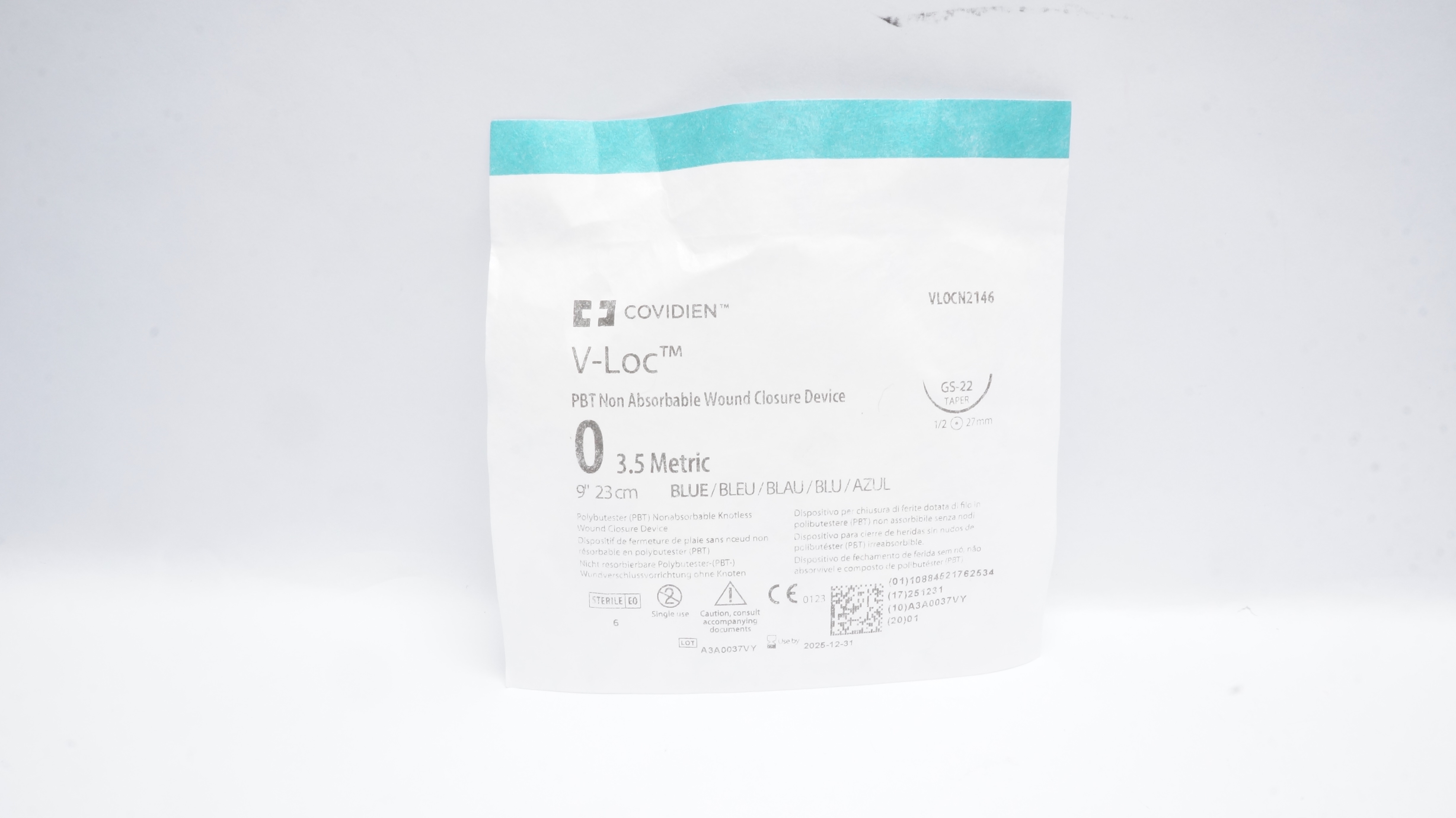 Covidien VLOCN2146 0 3.5Metric,V-Loc PBT Non Absorbable Wound Closure Device