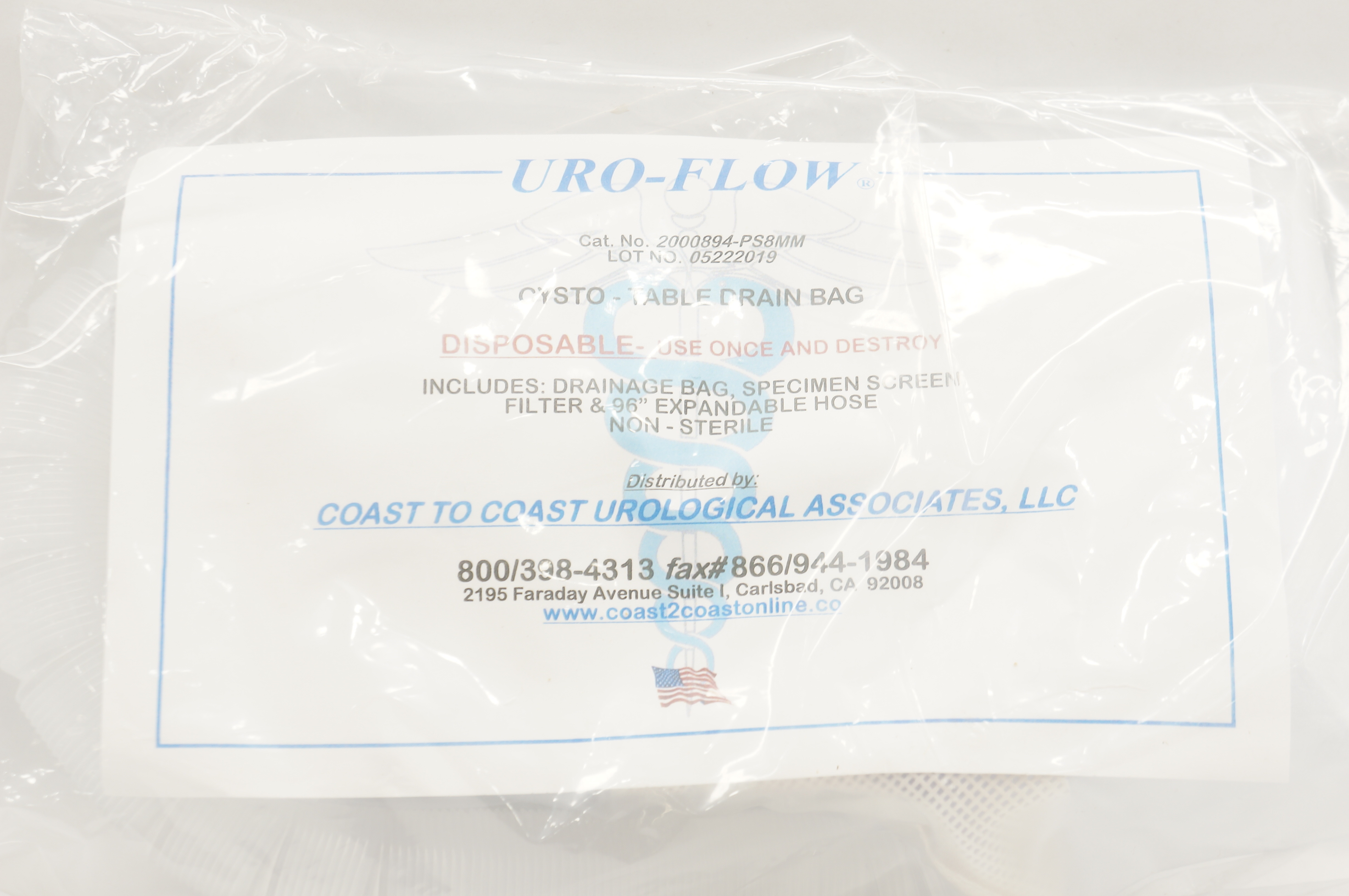 Coast to Coast 2000894-PS8MM Uro-Flow Cysto - Table Drain Bag