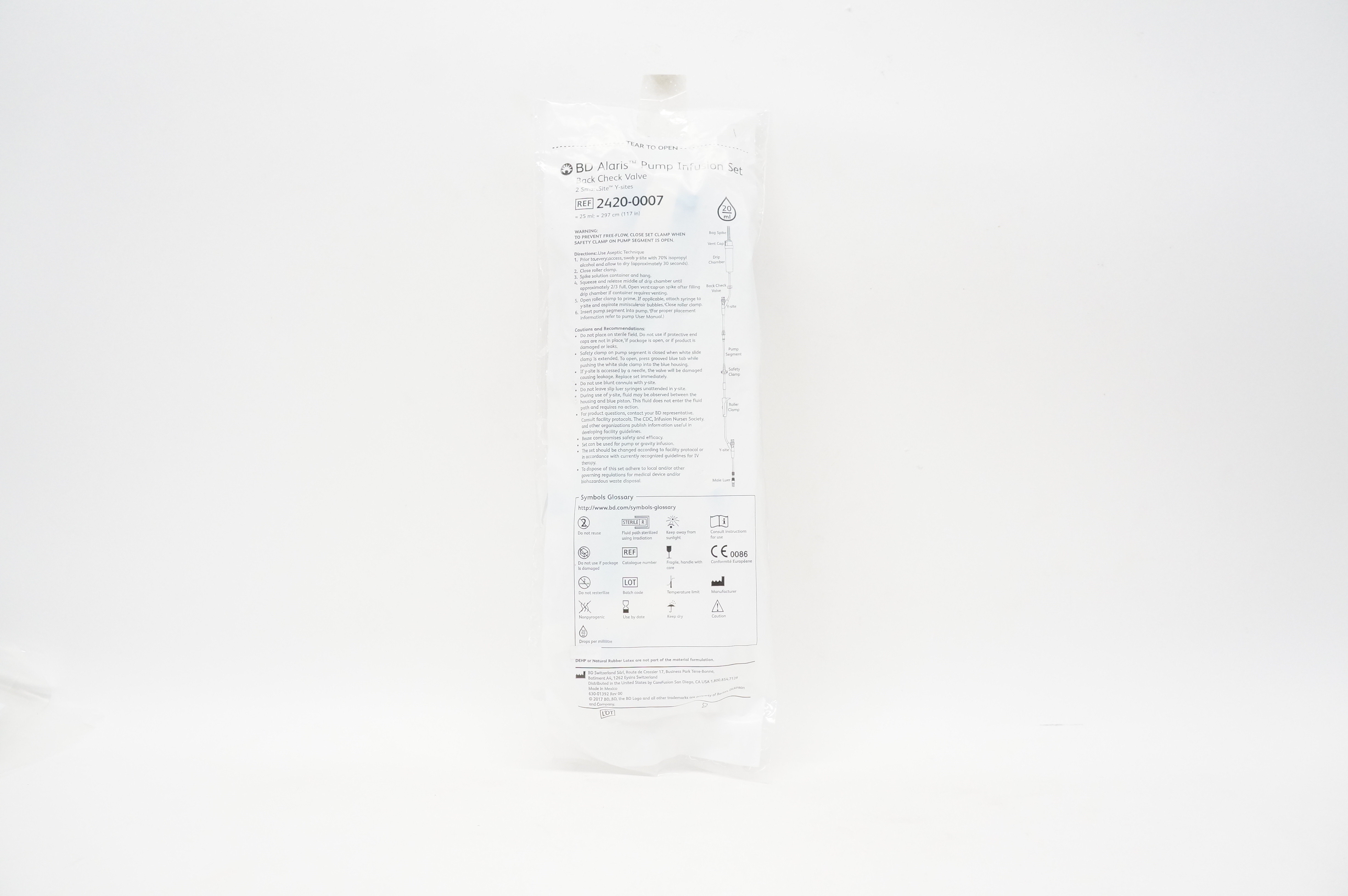 BD 2420-0007 Alaris Pump Infusion Set Back Check Valve 117 inch x 20ml (x)