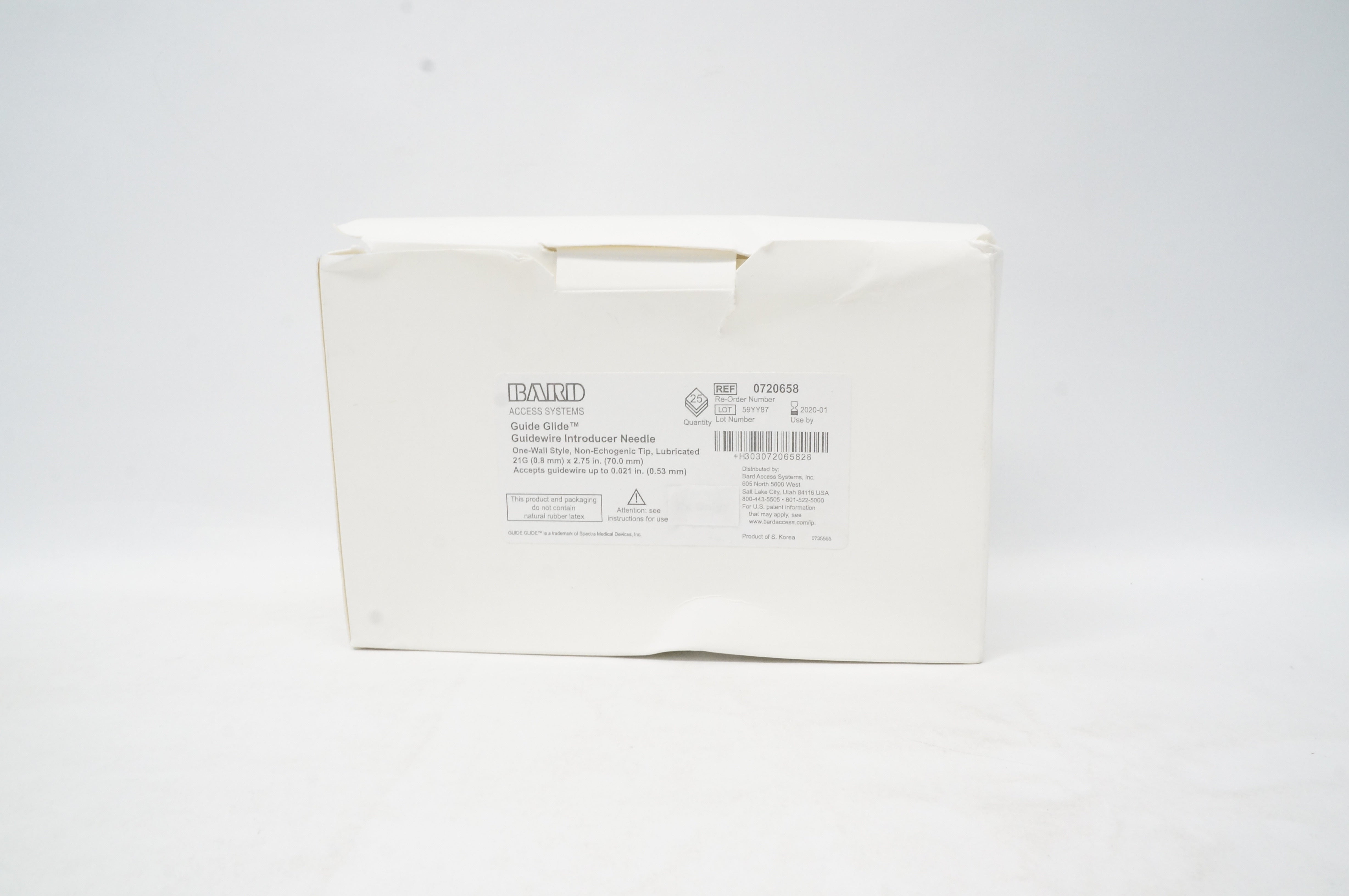 Bard 0720658 Guide Glide Guidewire Introducer Needle 21G x 2.75in (x)-Box of 25