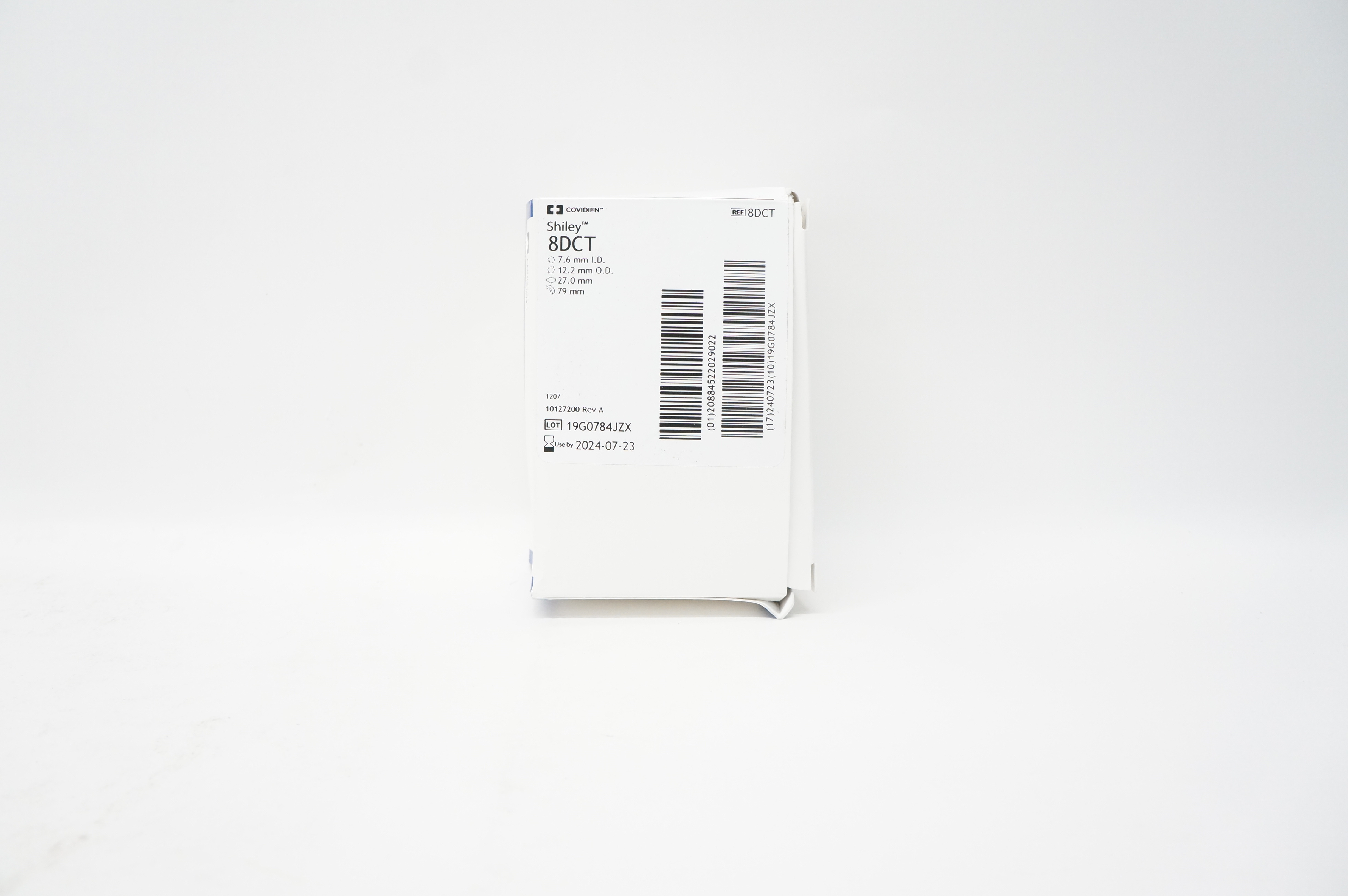 Covidien 8DCT Shiley Tracheostomy Tube Cuffed 7.6mm x 12.2mm x 27.0mm x 79mm