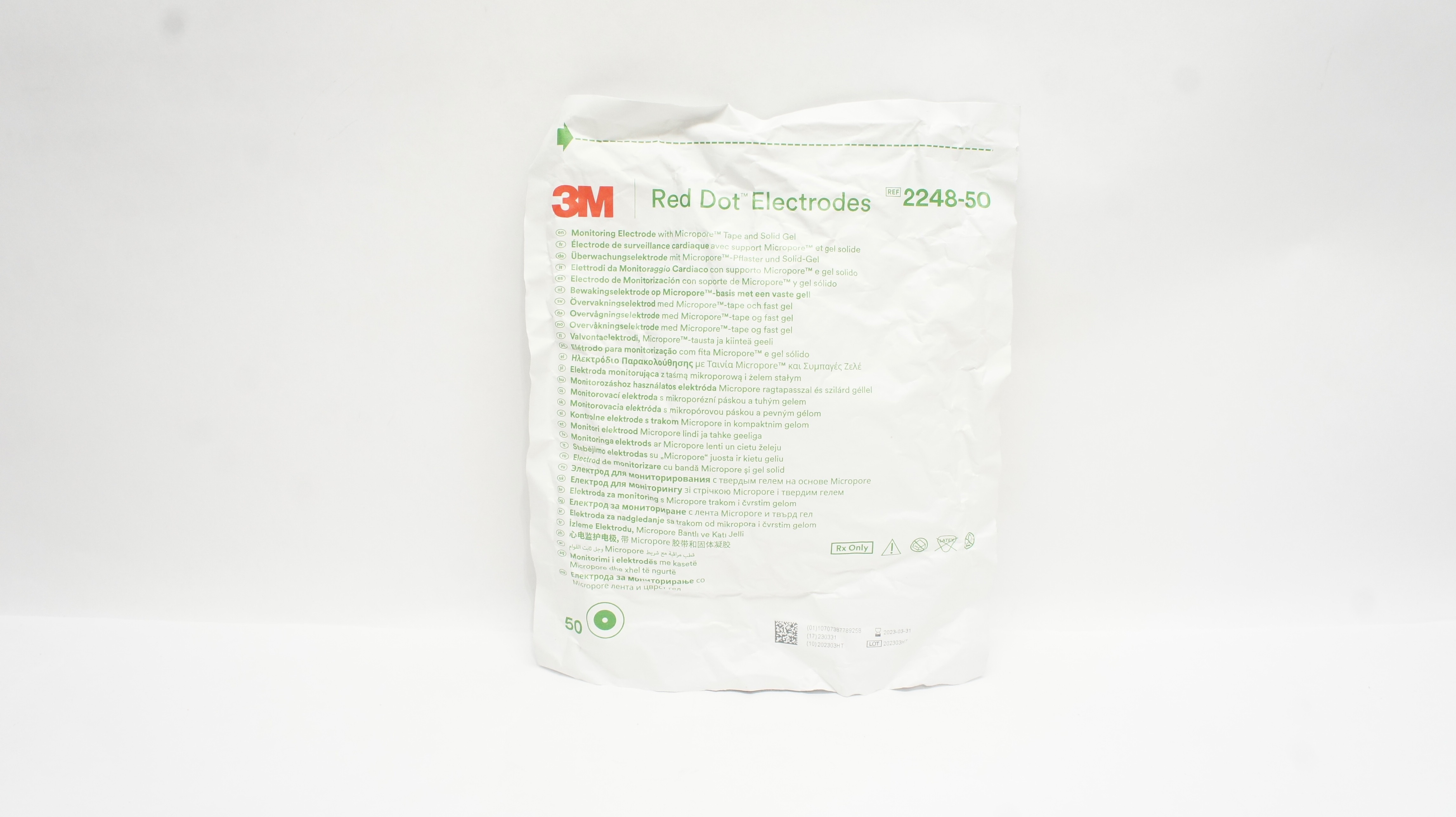 3M 2248-50 Red Dot Monitoring Electrode w/Tape and Solid Gel (x) - Pack of 50