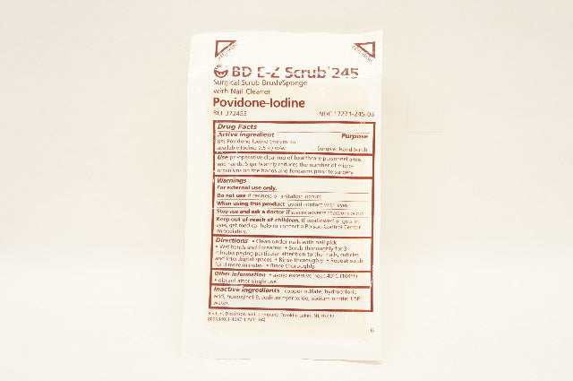BD 372453 E-Z Scrub 245 Surgical Scrub Brush/Sponge with Nail Cleaner