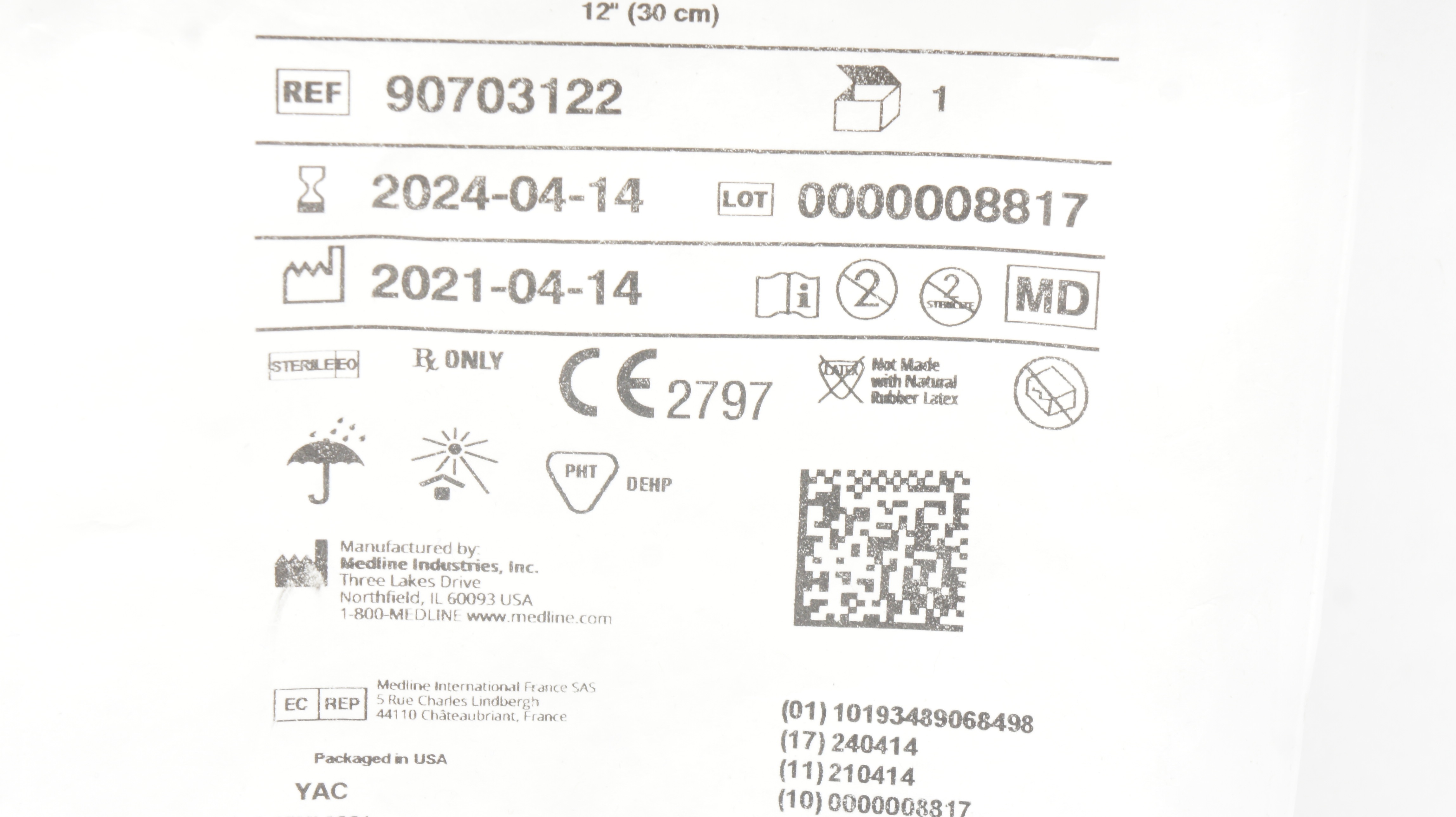 Medline 90703122 Namic Adult Arterial Ext. Set W/Three-way Stopcock 12inch (x)