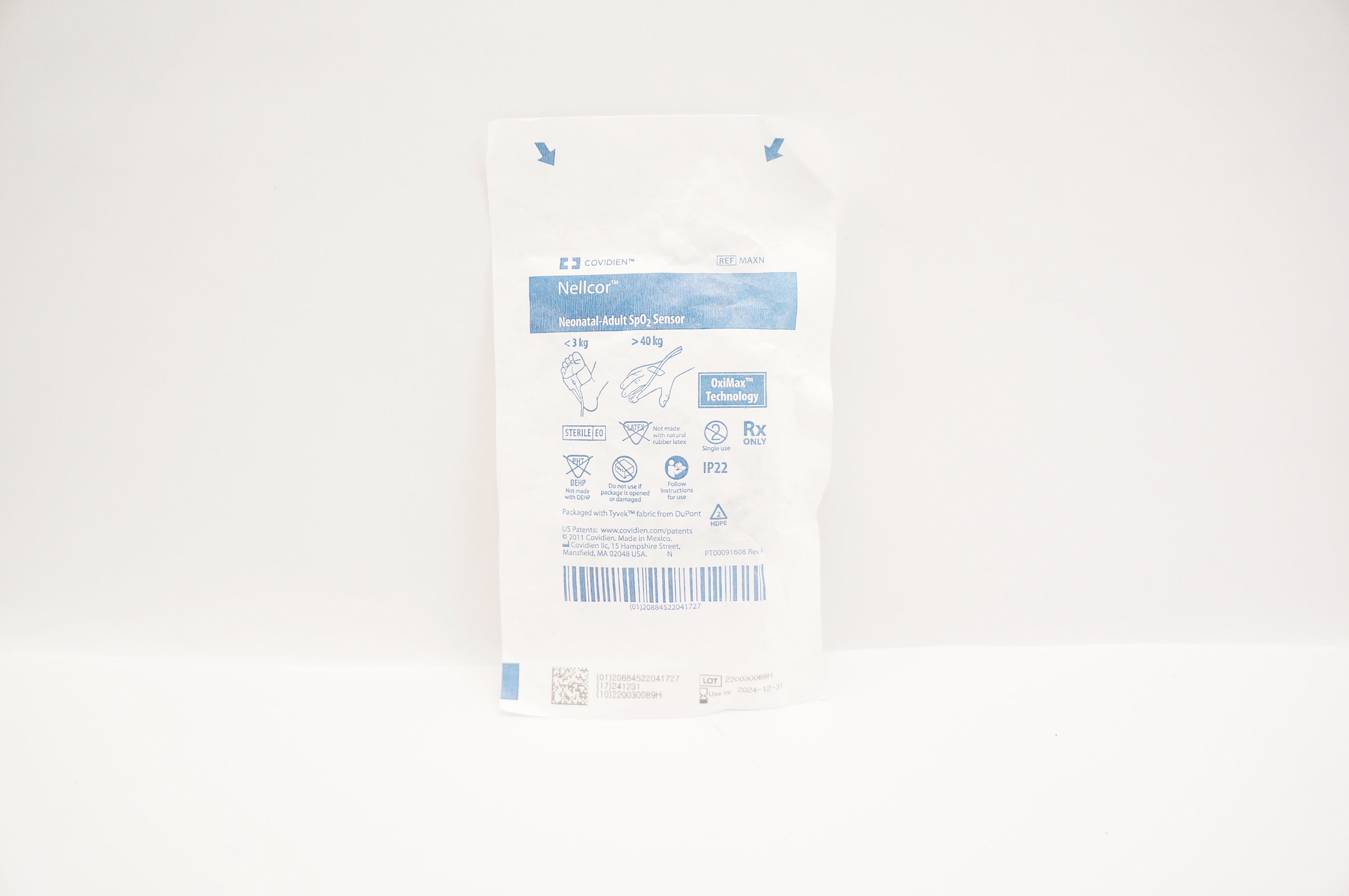 Covidien MAXN Nellcor Neonatal-Adult SpO₂ Sensor OxiMax Technology <3kg >40kg