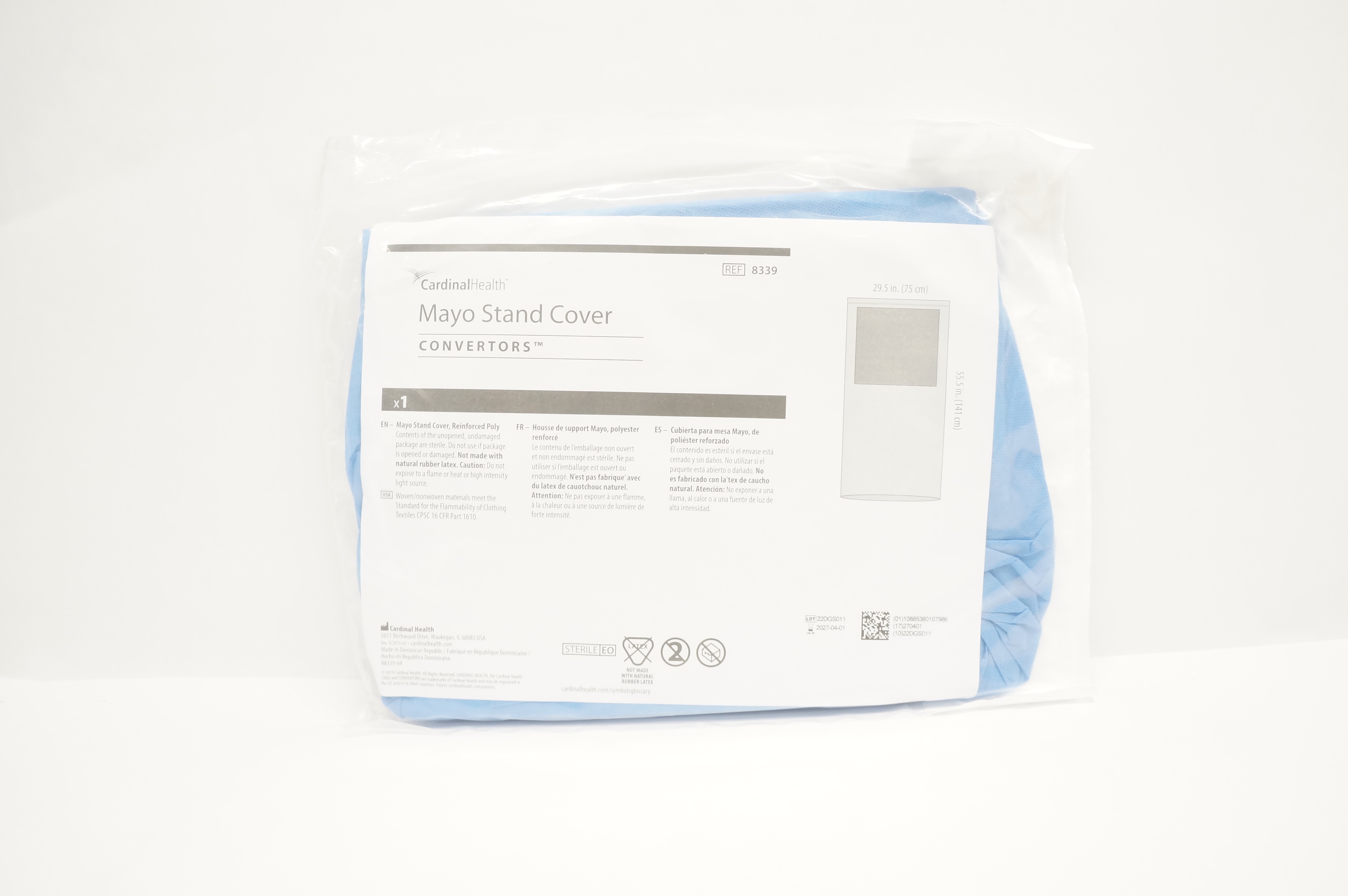 Cardinal Health 8339 Convertors Mayo Stand Cover 29.5inch x 55.5inch