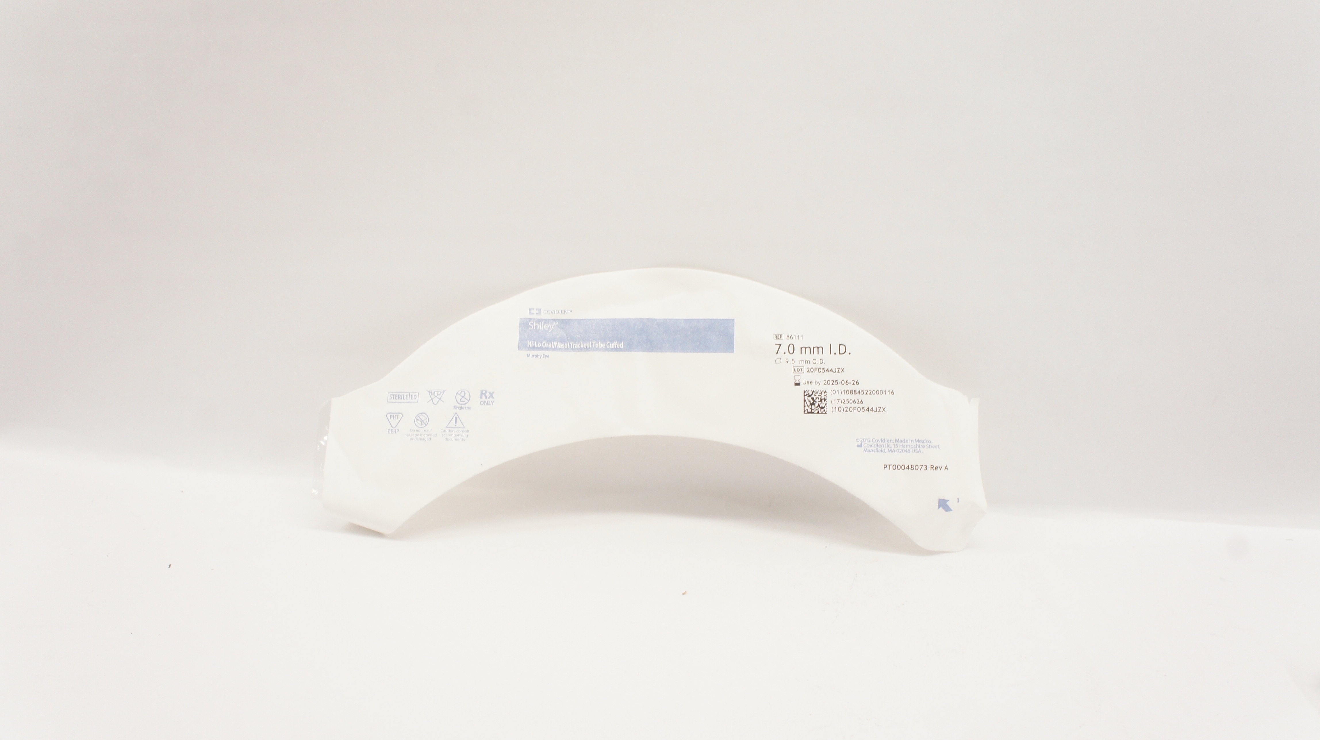 Covidien 86111 Shiley Hi-Lo Oral/Nasal Tracheal Tube Cuffed 7.0mm ID x 9.5mm OD