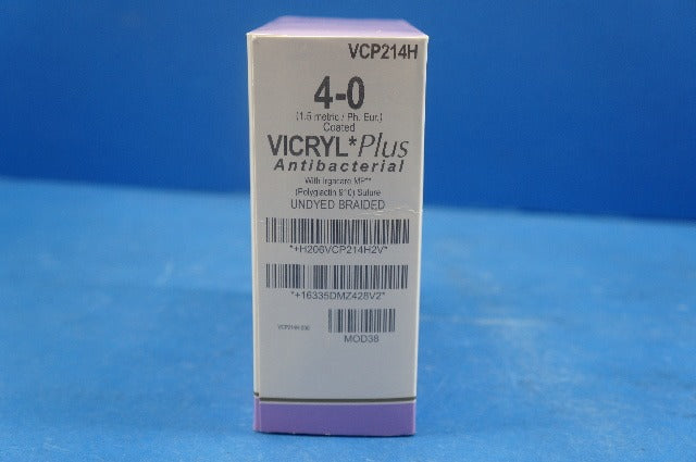 Ethicon VCP214H 4-0 VICRYL Plus, RB-1 17mm 1/2c Taper, 27 -Box of 32