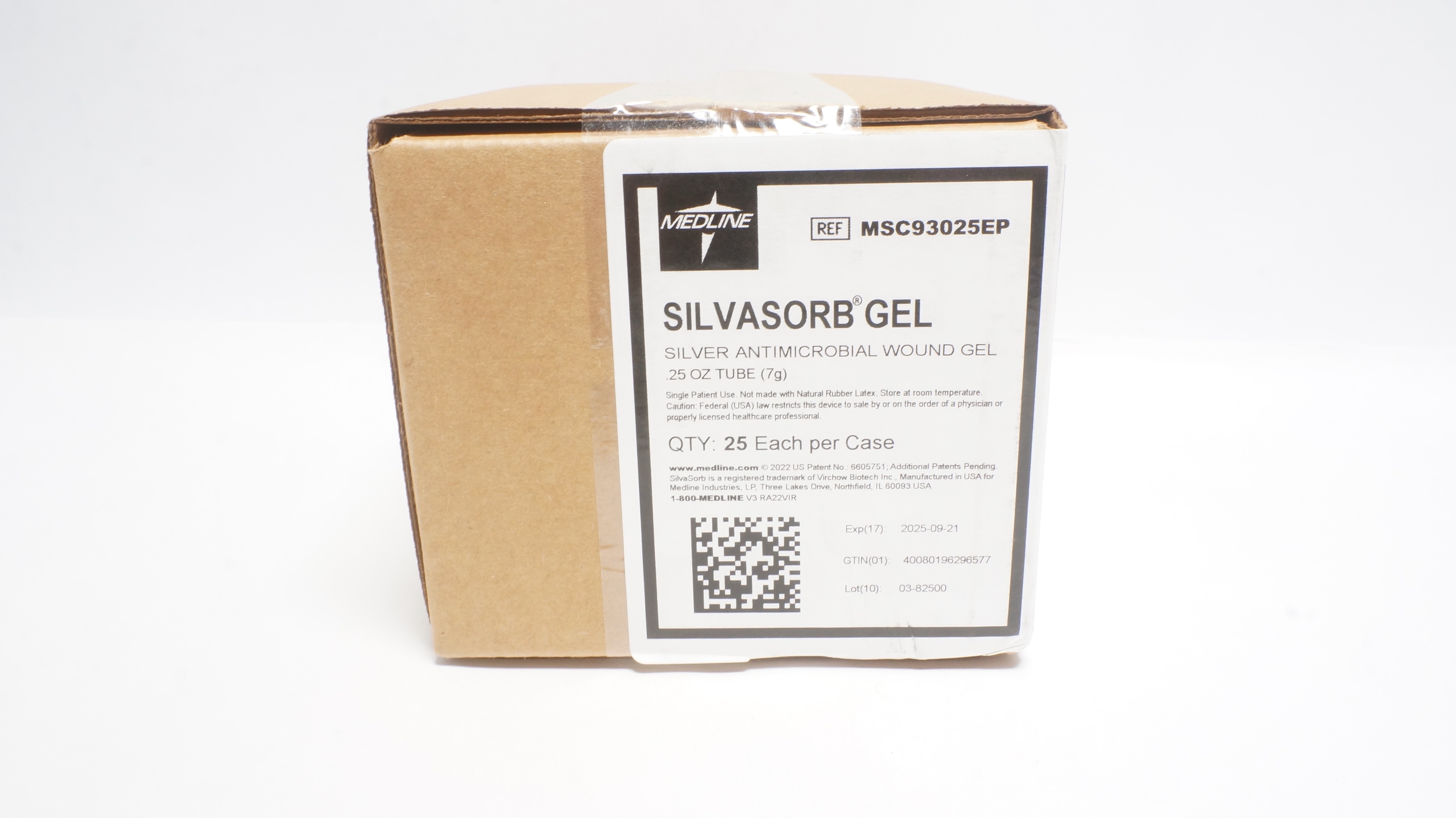 Medline MSC93025EP Silvasorb Gel Silver Antimicrobial Wound Gel 7g(x)- Box of 25