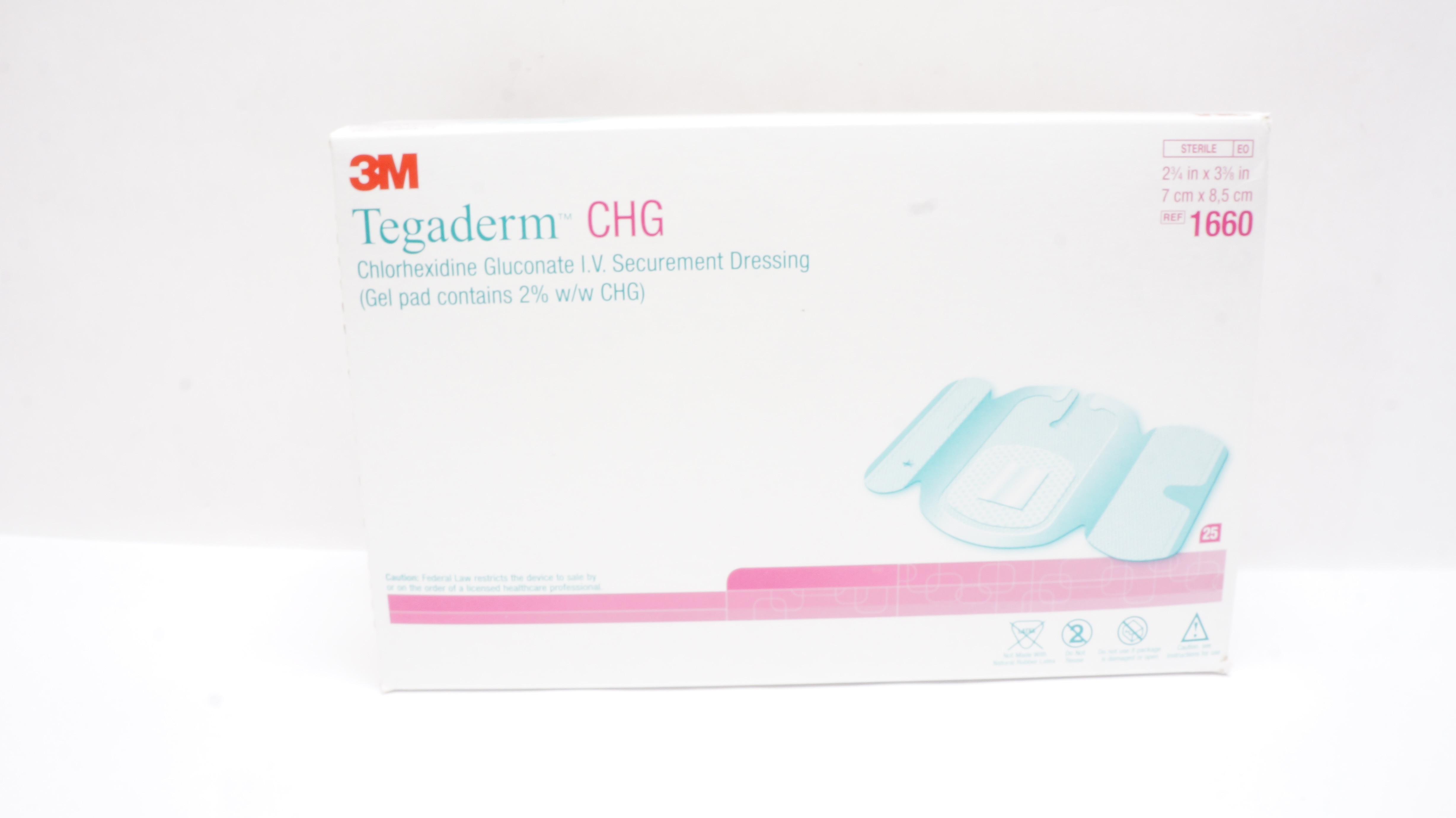 3M 1660 Tegaderm CHG 2-3/4inch x 3-3/8inch - Box of 25