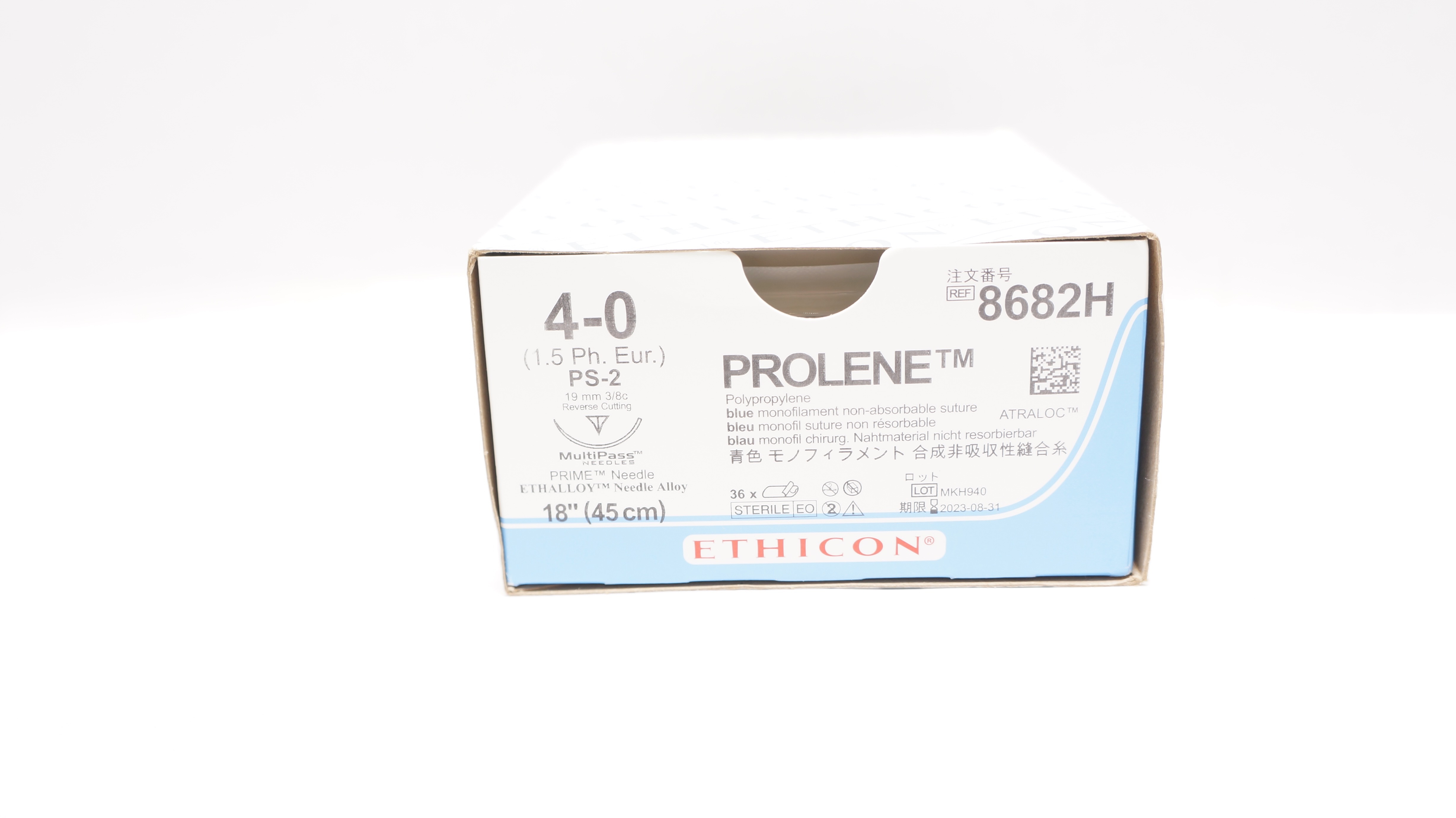Ethicon 8682H 4-0 PROLENE Stre PS-2 19mm 3/8, 18inch (x) - Pack of 33