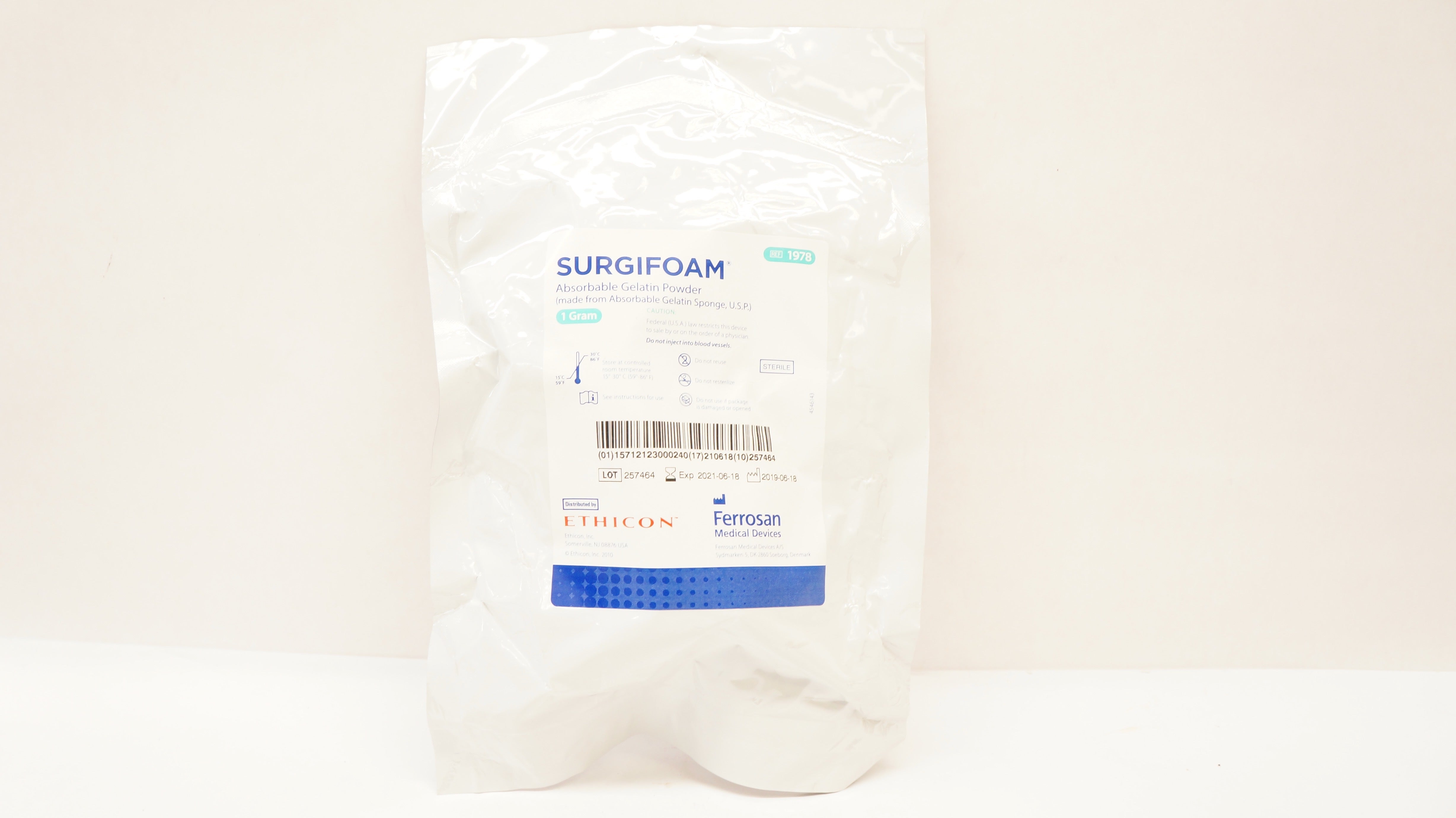 Ethicon 1978 Ferrosan Surgifoam Absorbable Gelatin Powder 1 Gram (x)