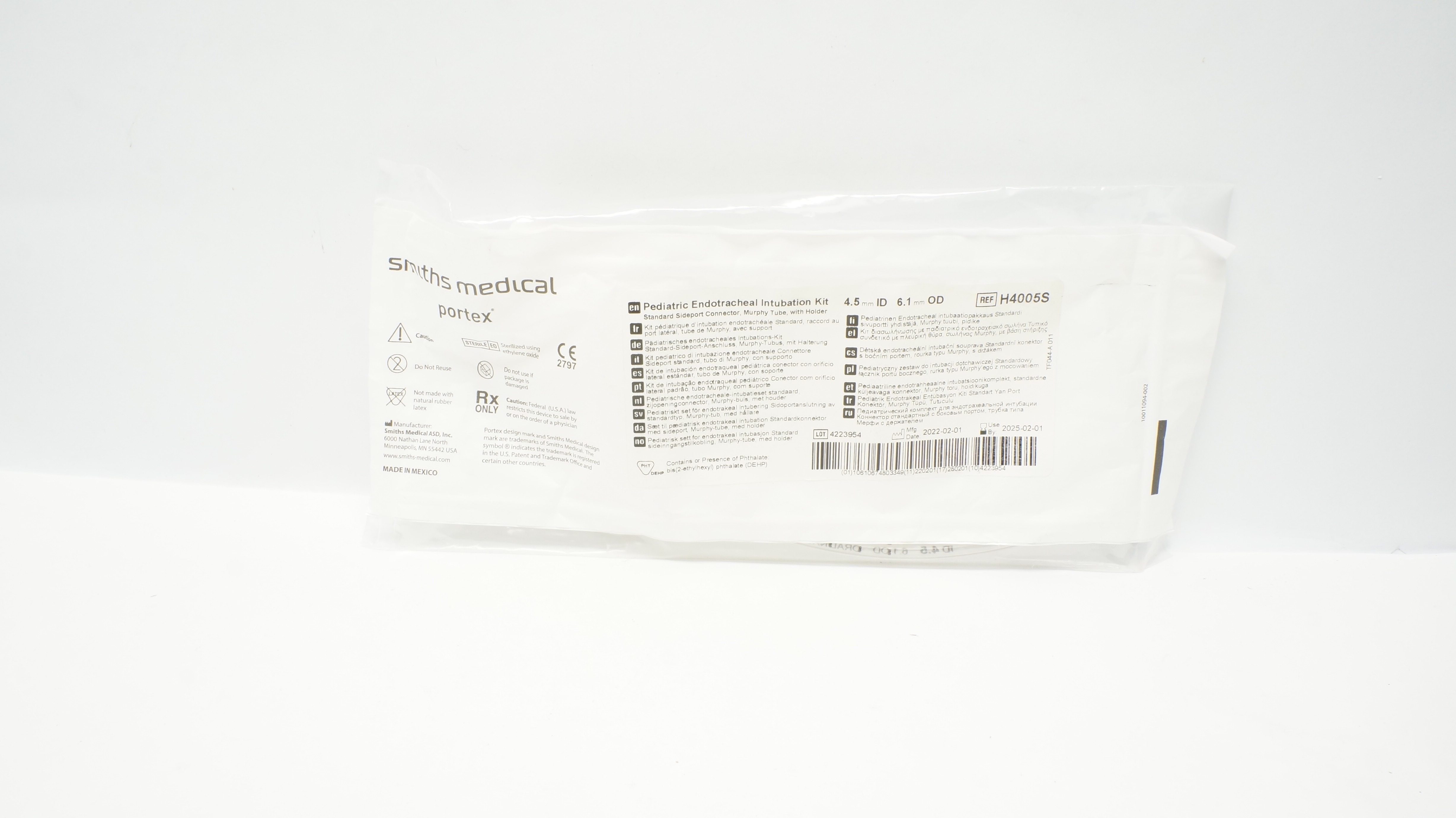 Smiths Medical H4005S Pediatric Endotracheal Intubation Kit 4.5ID x 6.1mmOD (x)