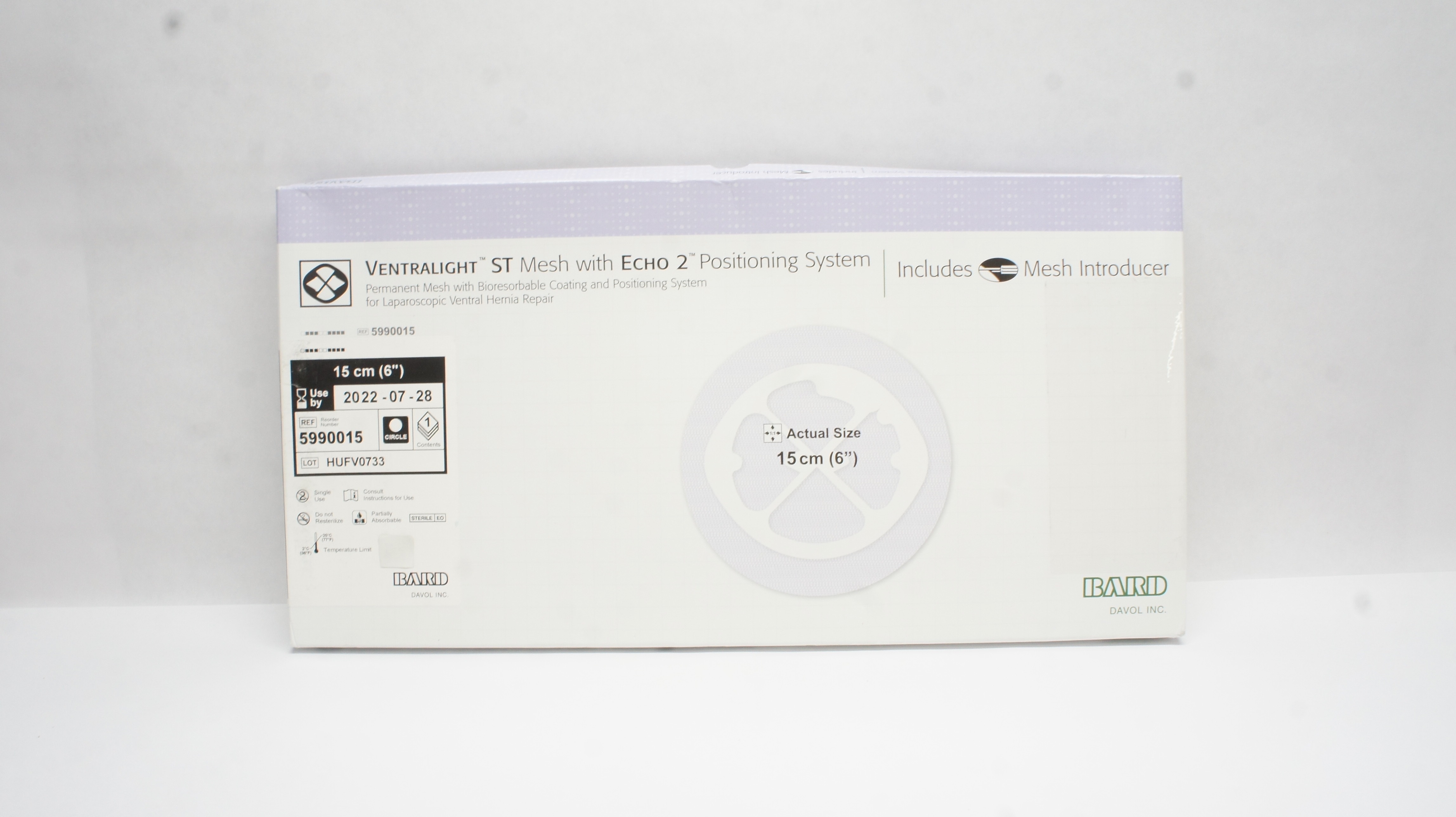 Bard 5990015 Davol Ventralight ST Mesh With Echo 2 Positioning System 6 inch (x)