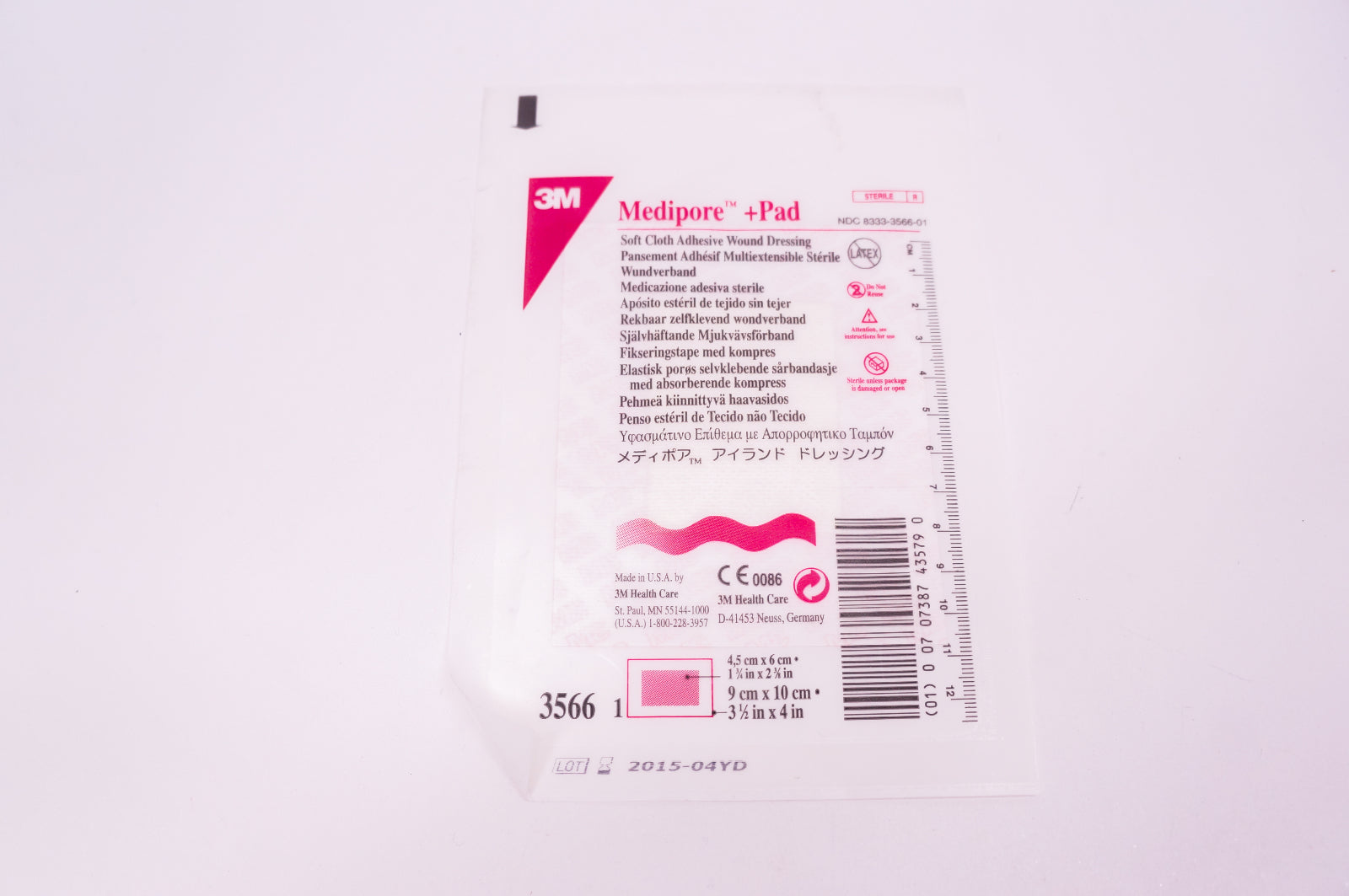 3M 3566 Medipore Pad, Soft Cloth Adhesive Wound Dressing 3-1/2inch x 4inch (x)