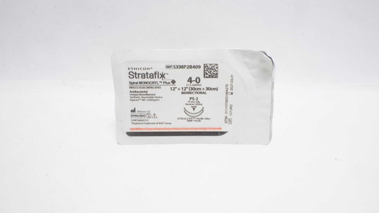 Ethicon SXMP2B409 Stratafix Spiral MONOCRYL Plus 4-0 Suture