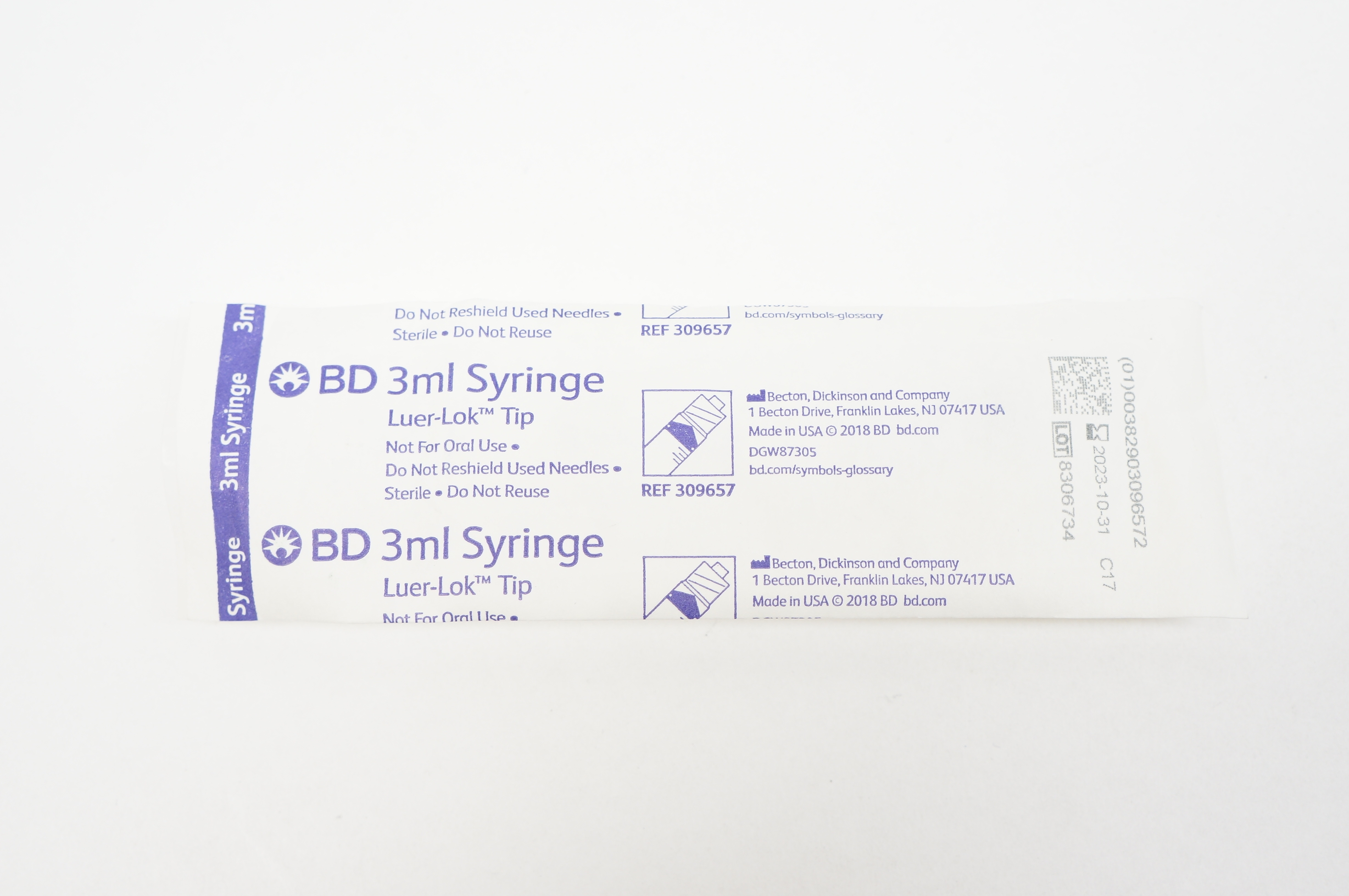 BD 309657 Syringe 3ml Luer-Lok Tip