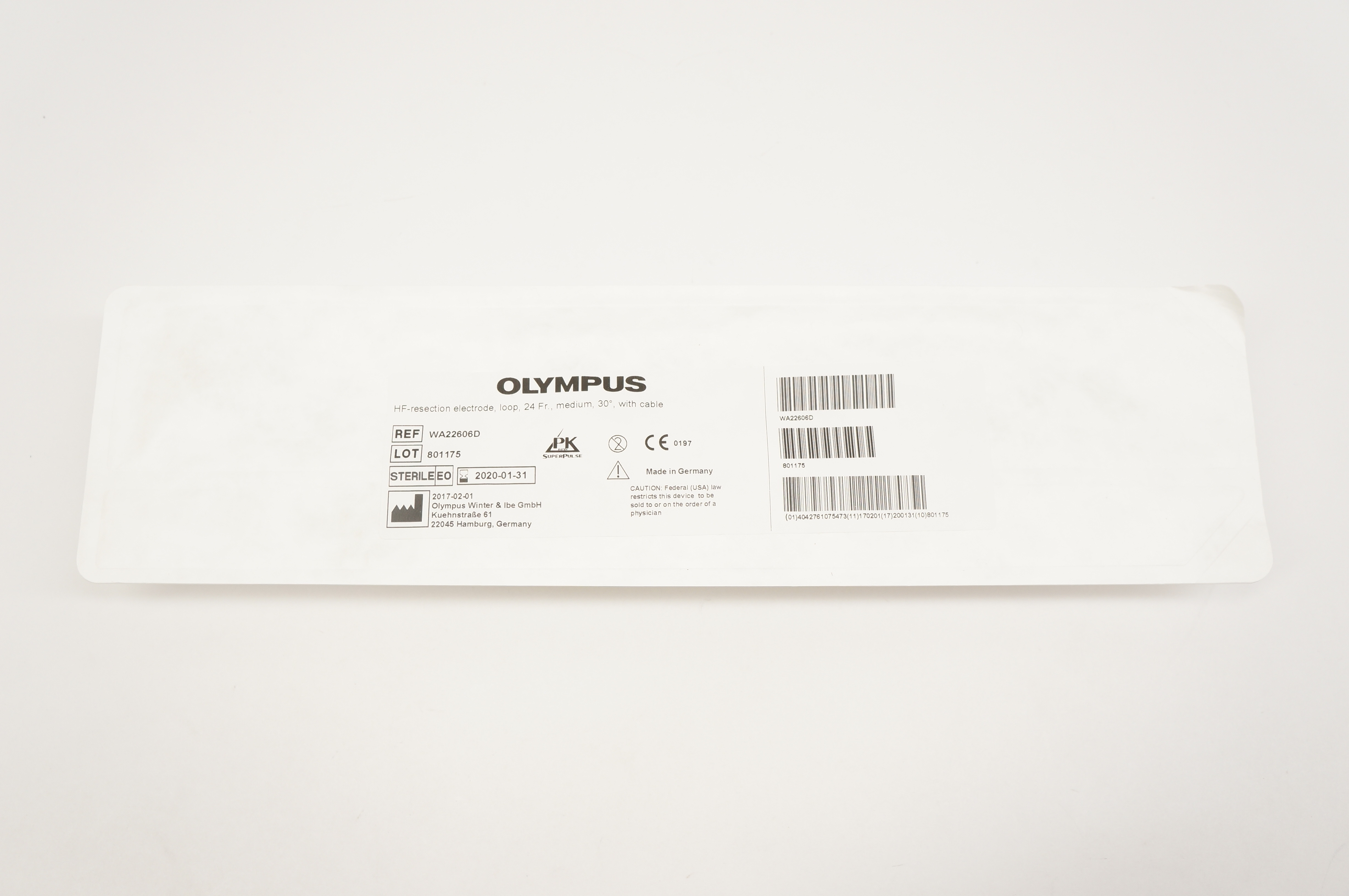 Olympus WA22606D HF-Resection Electrode Loop 24Fr., Medium 30degree (x)