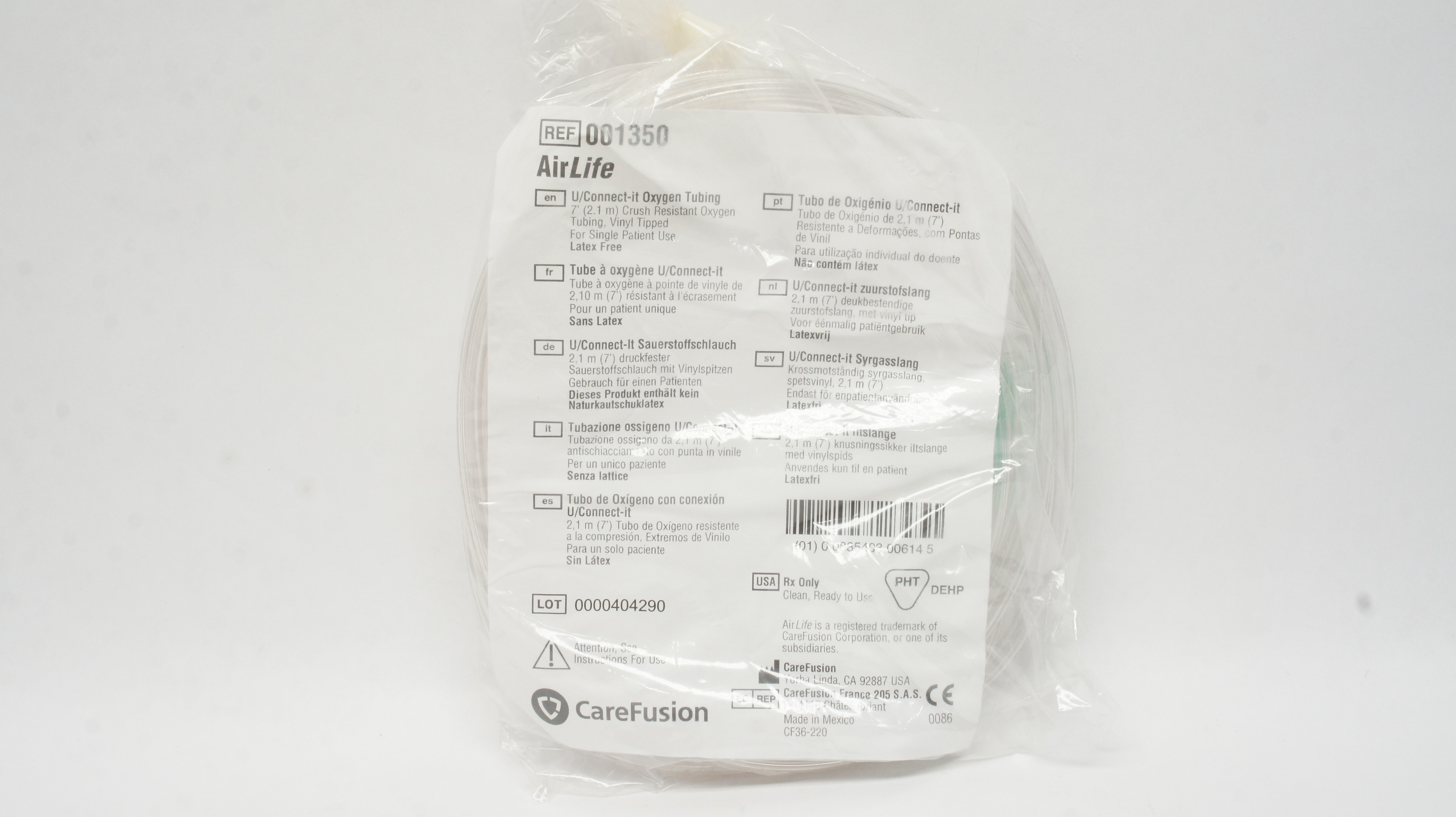 CareFusion 001350 AirLife U/Connect-it Crush Resistant Oxygen Tubing 7feet