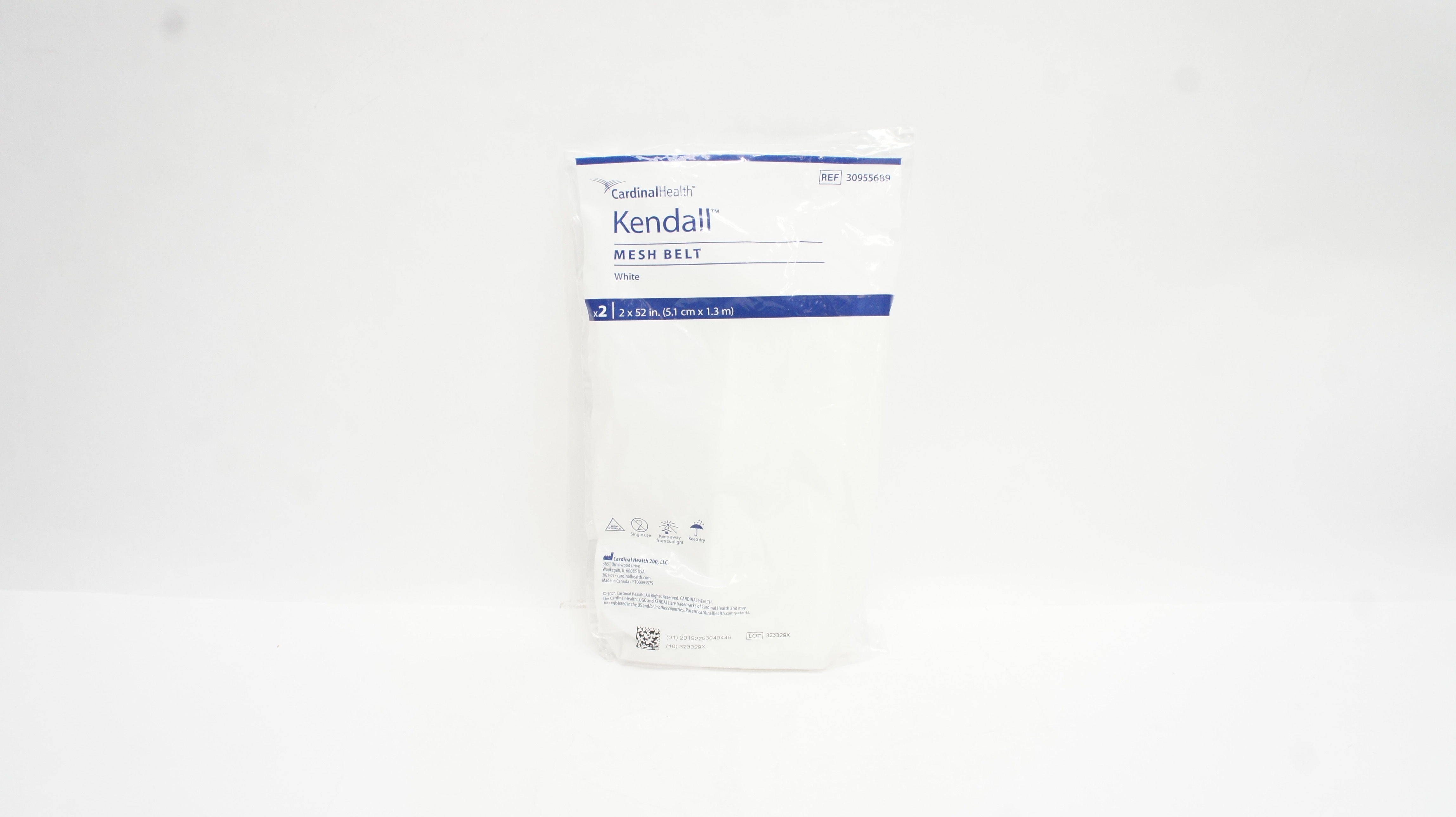 Cardinal Health 30955689 Kendall Mesh Belt, White 2inch x 52inch - Pack of 2