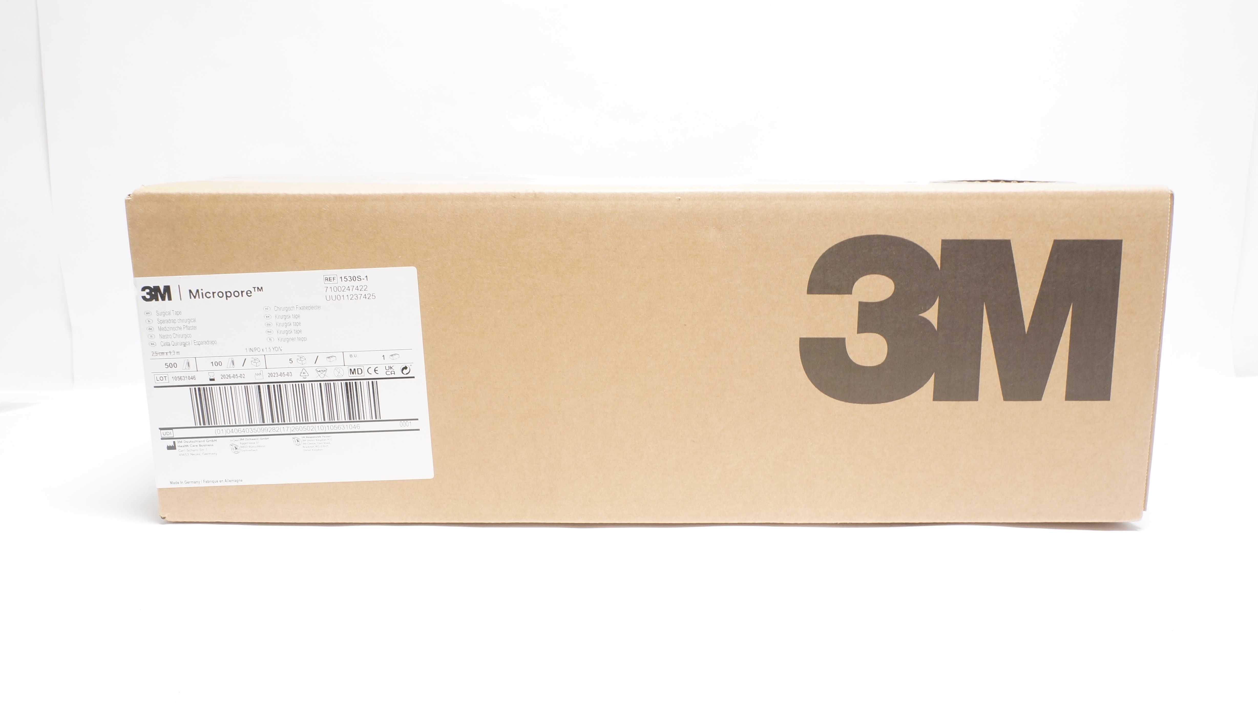 3M 1530S-1 Micropore Rolls Surgical Tape 1inch x 1.5yd. - Box of 500