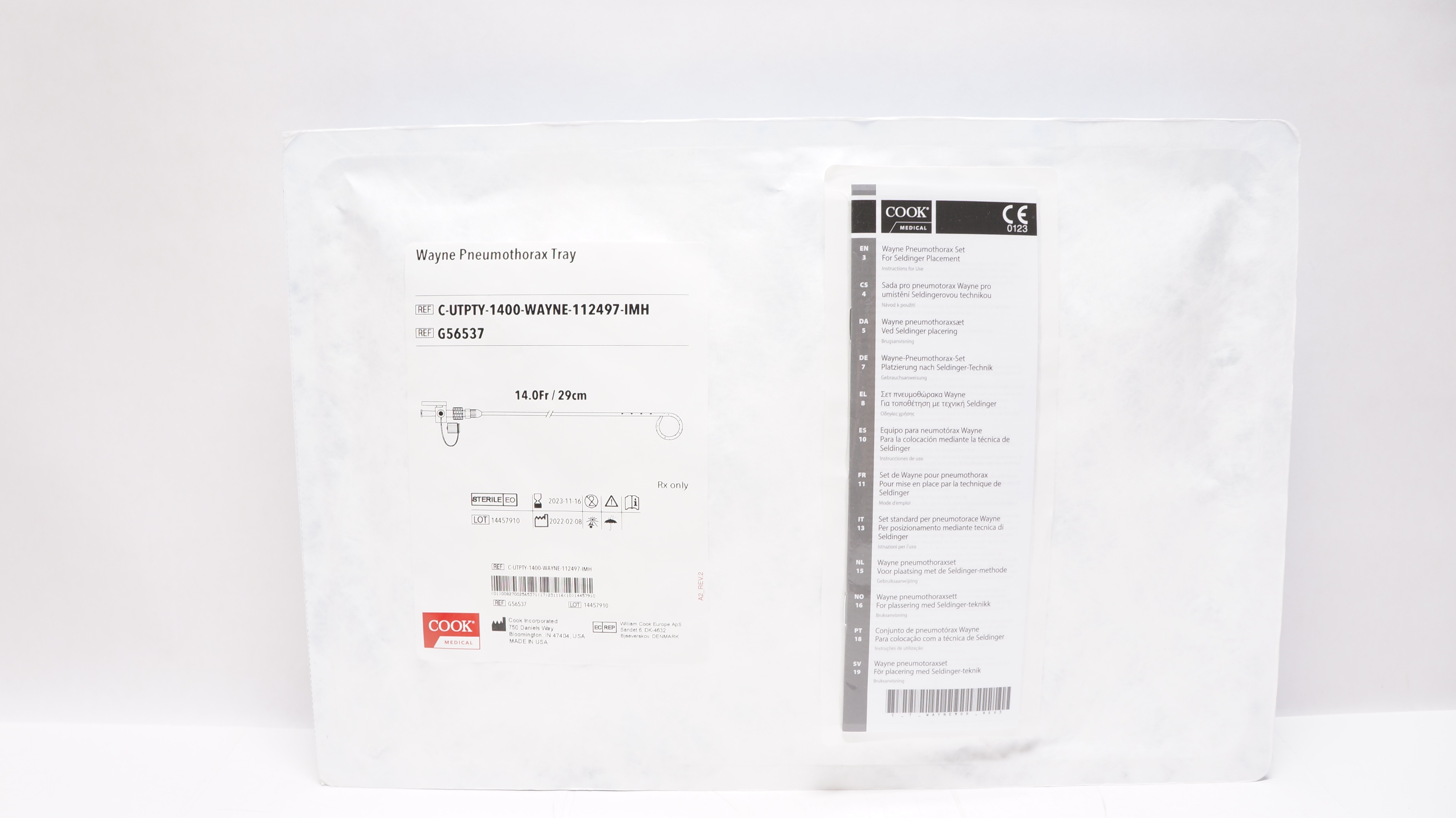 Cook Medical G56537 Wayne Pneumothorax Tray 14.0Fr x 29cm (x)